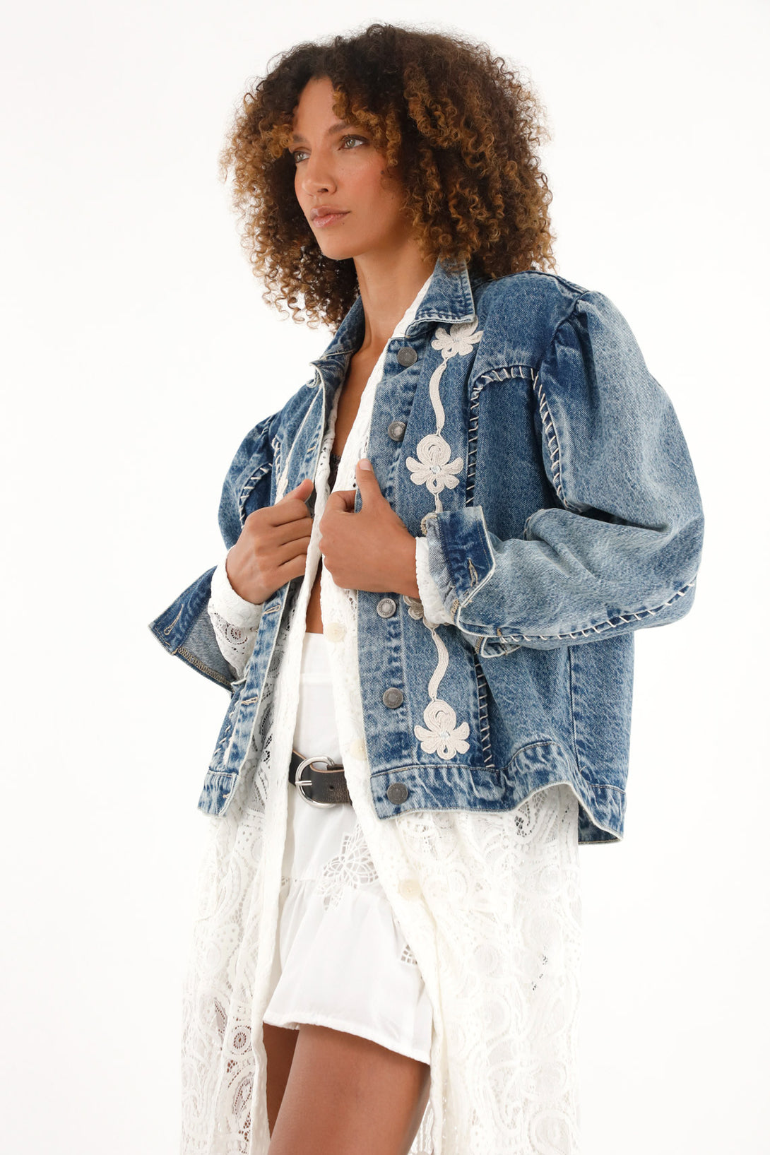 Women's Trucker Jacket with Embroidery