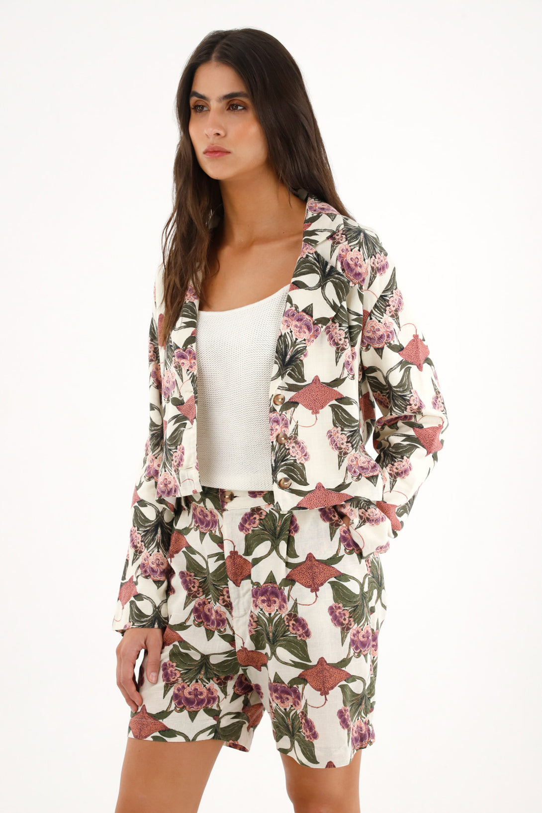 Abrigo tipo blazer estampado para mujer