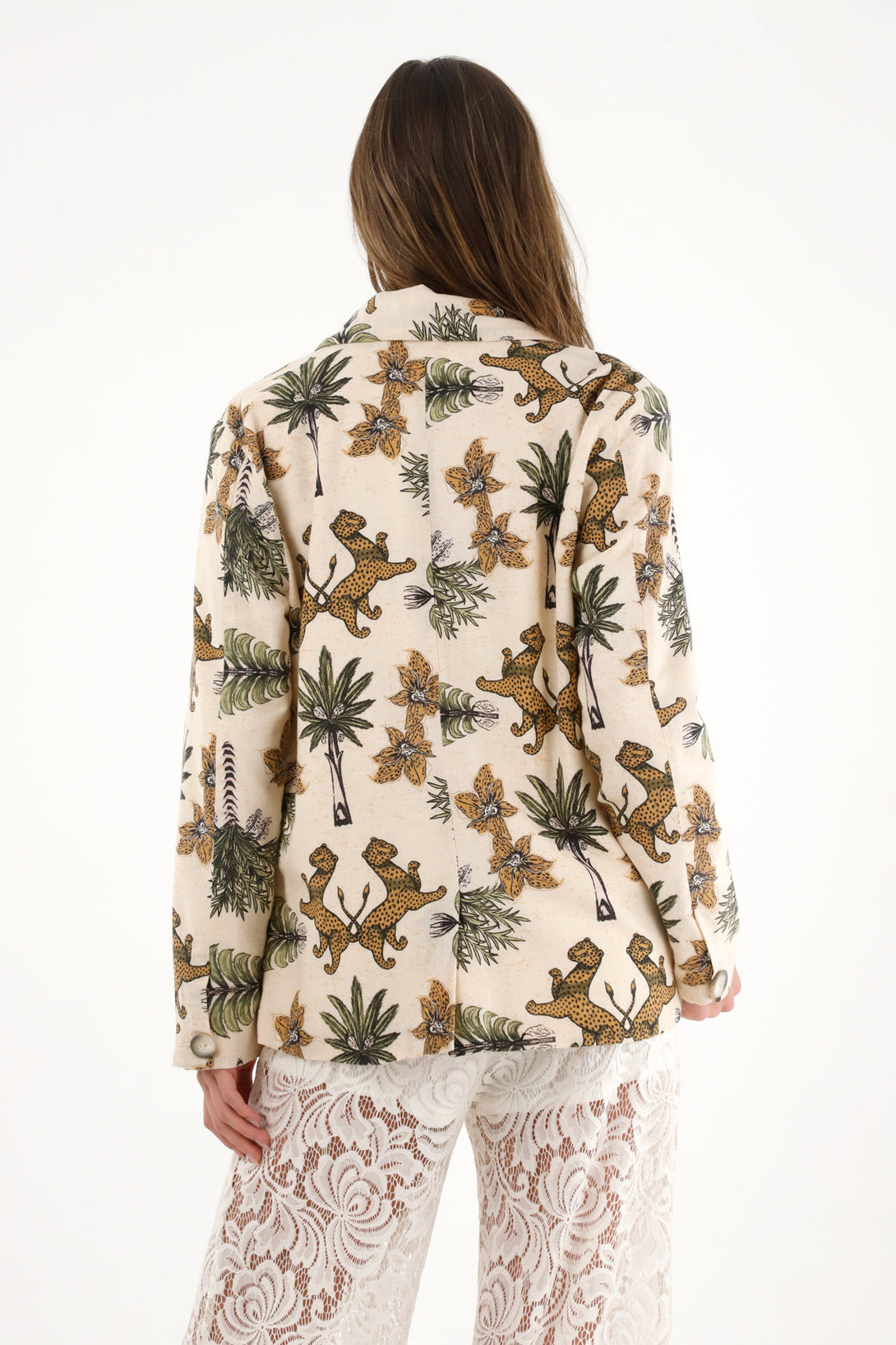 Women's Palm and Tiger Print Blazer