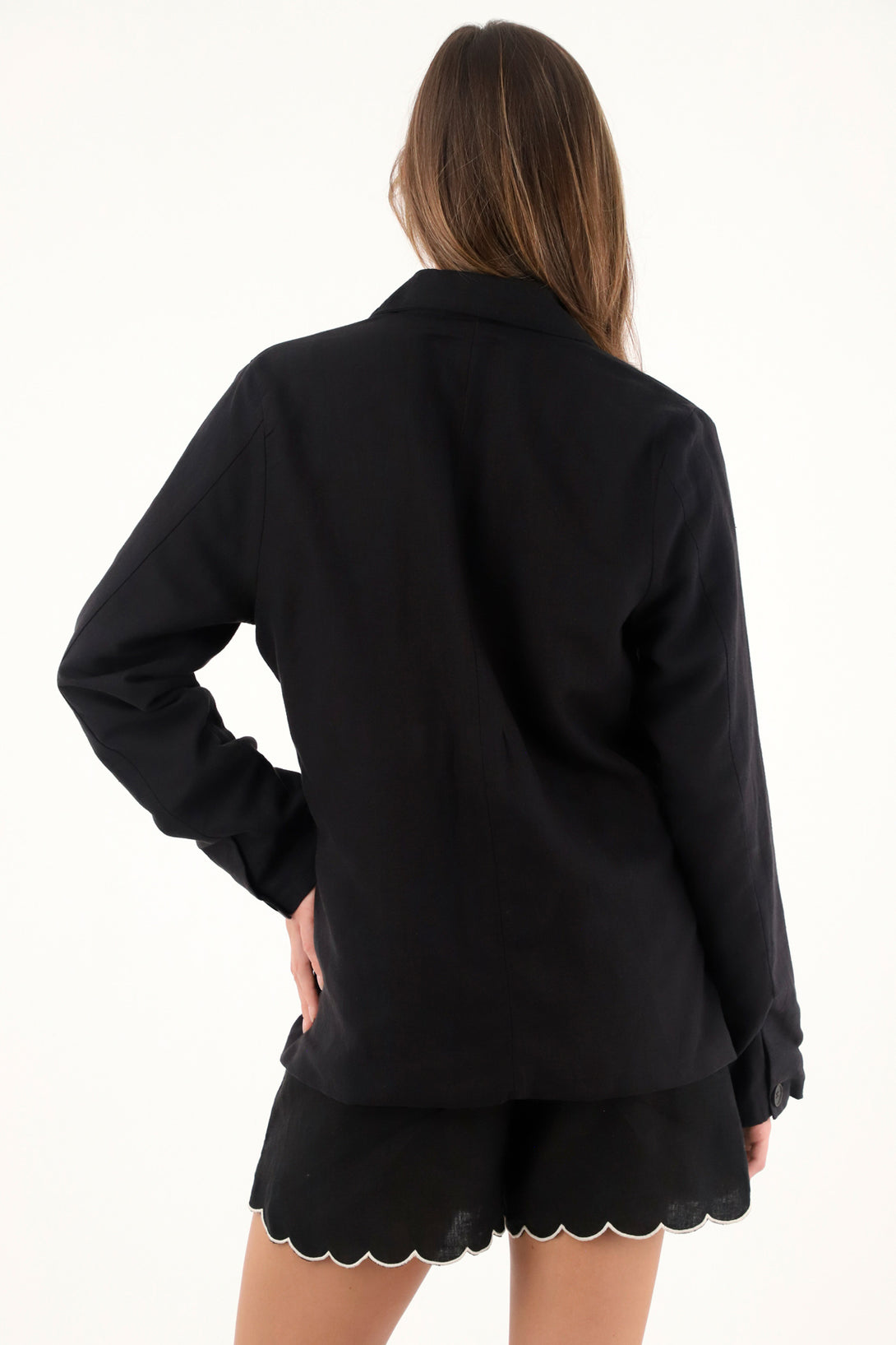 Women's black blazer with embroidery