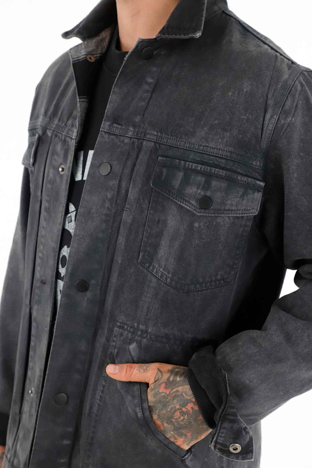 Men's Faux Leather Trucker Jacket