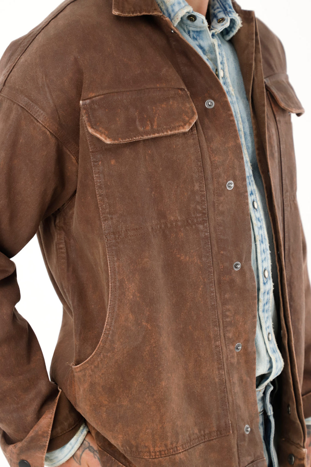 Men's Brown Leather-Look Coat