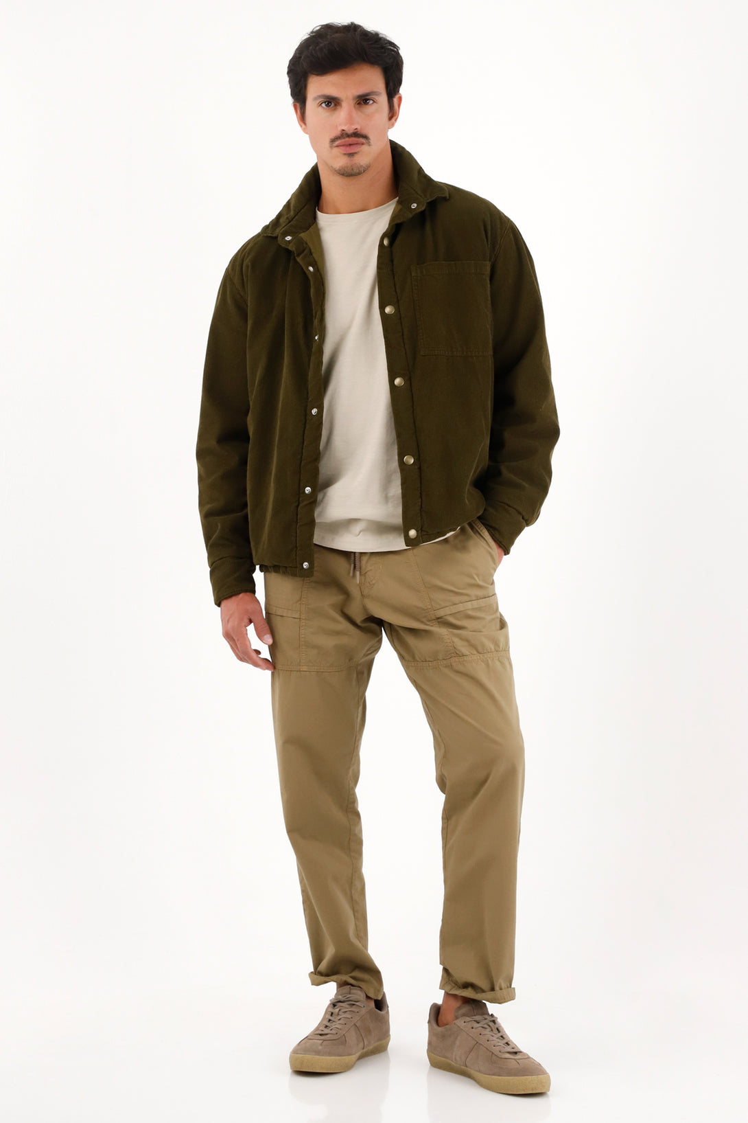 Abrigo en corduroy verde para hombre