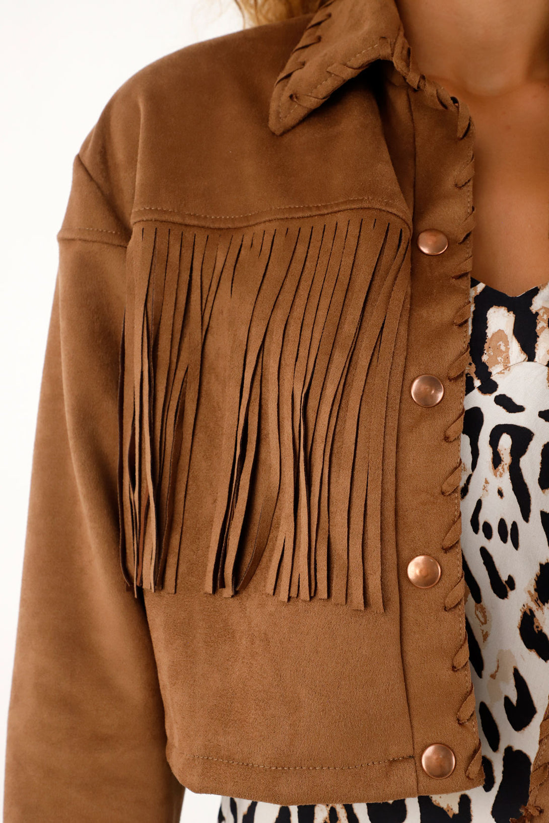 Women's brown suede fringe jacket