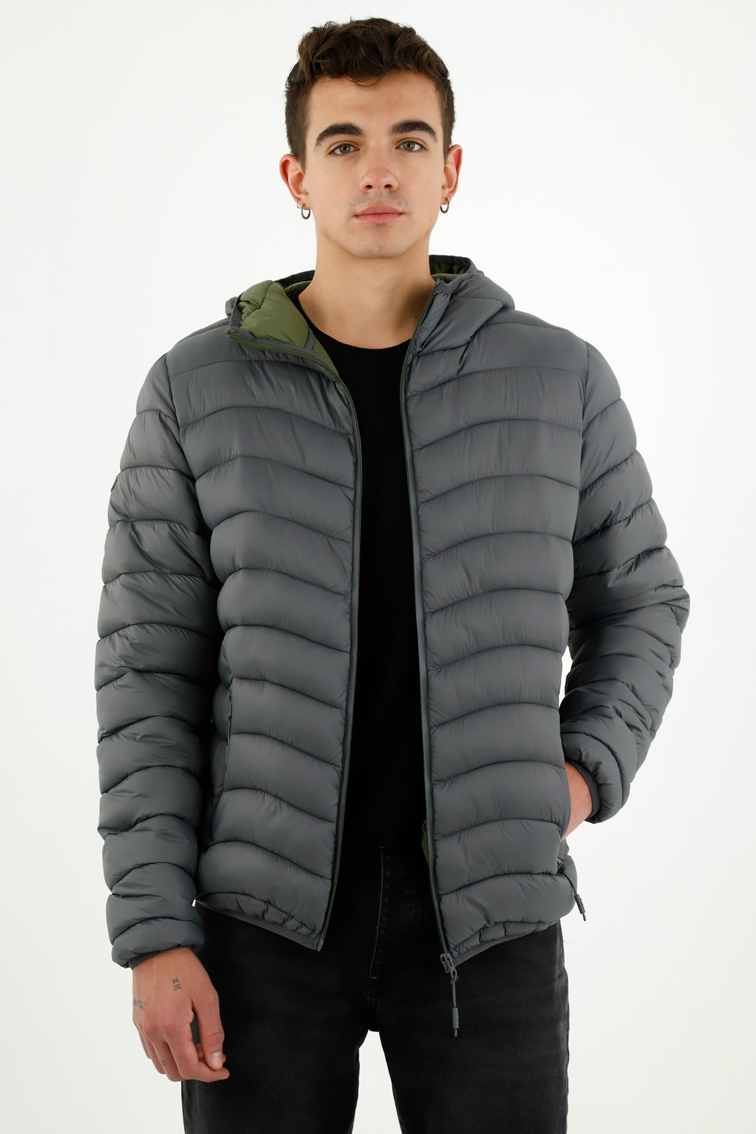 Chaqueta acolchada gris para hombre