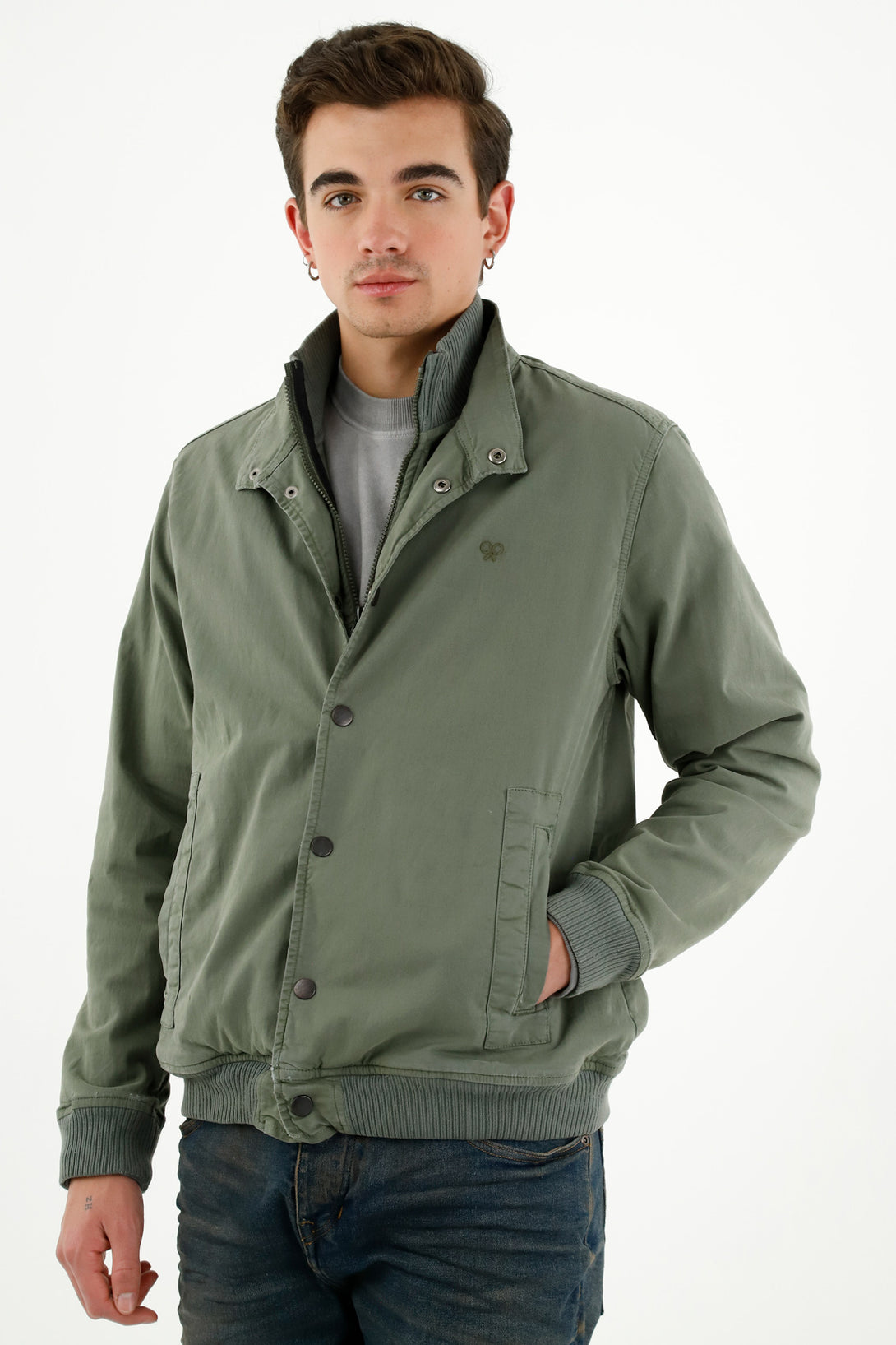 Chaqueta en drill confort verde para hombre