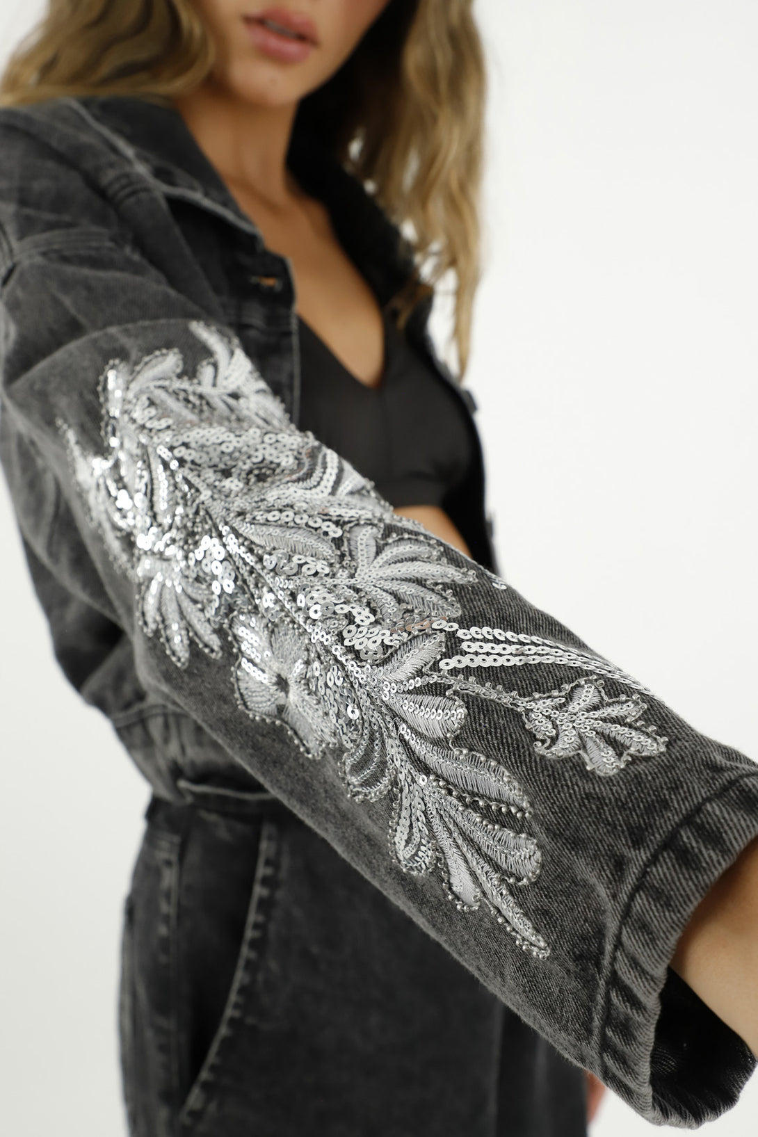 Women's Black Embellished Jacket