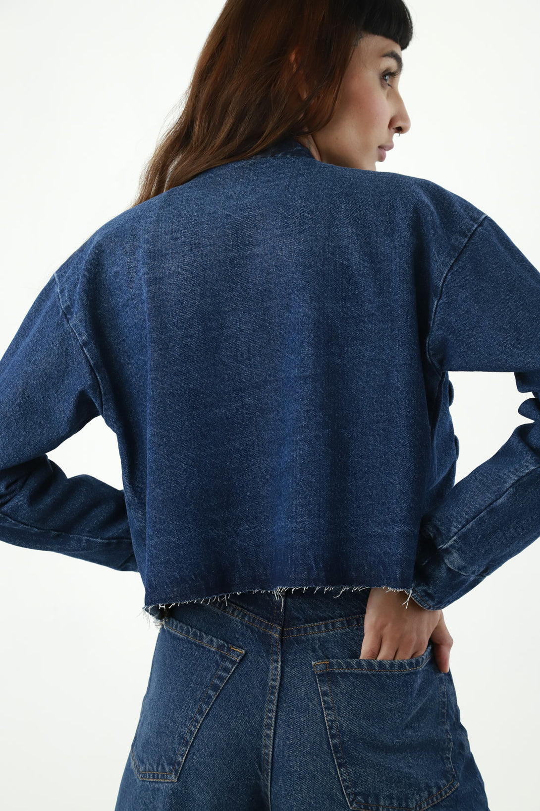 Chaqueta azul en denim para mujer