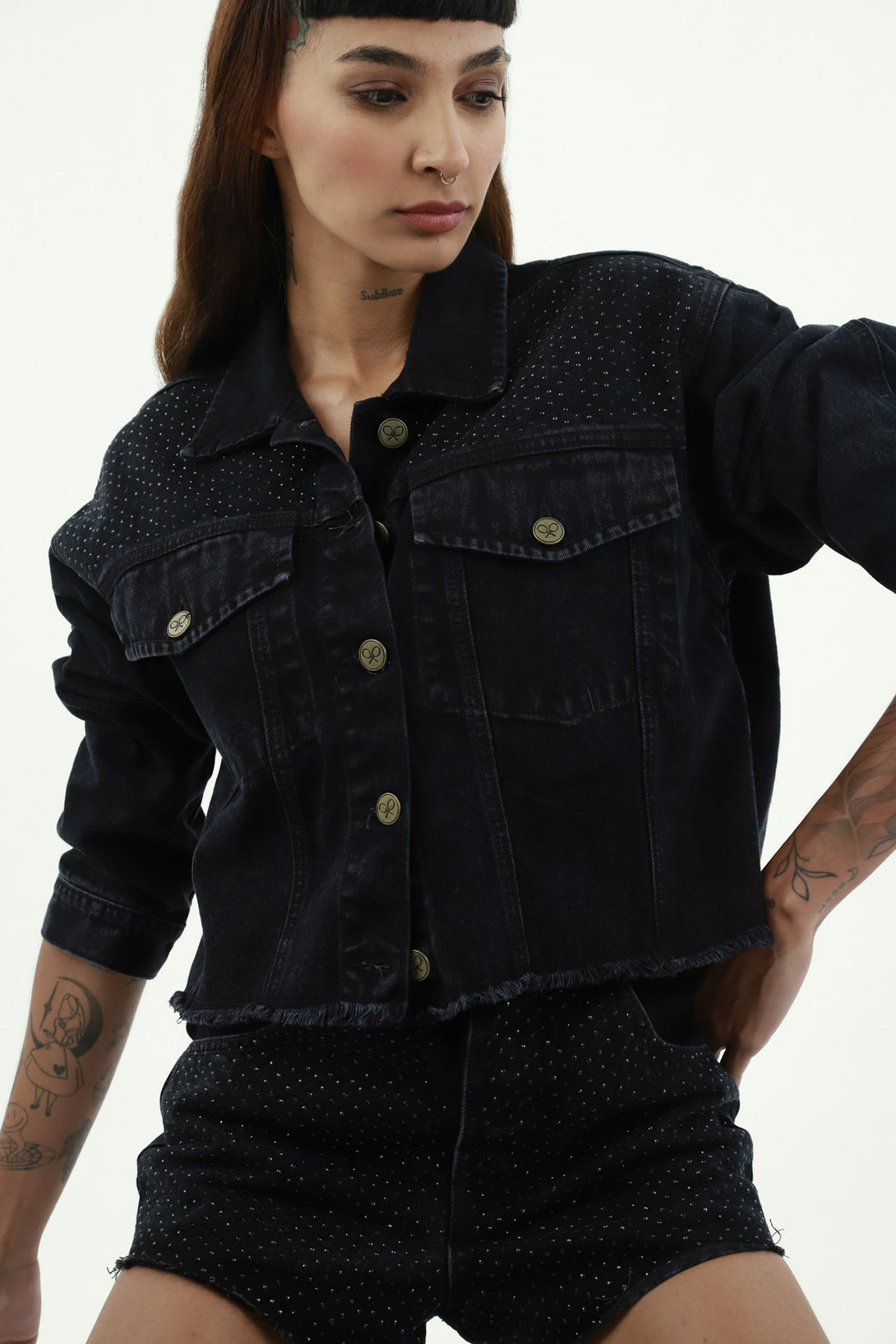 Chaqueta negra oversize para mujer