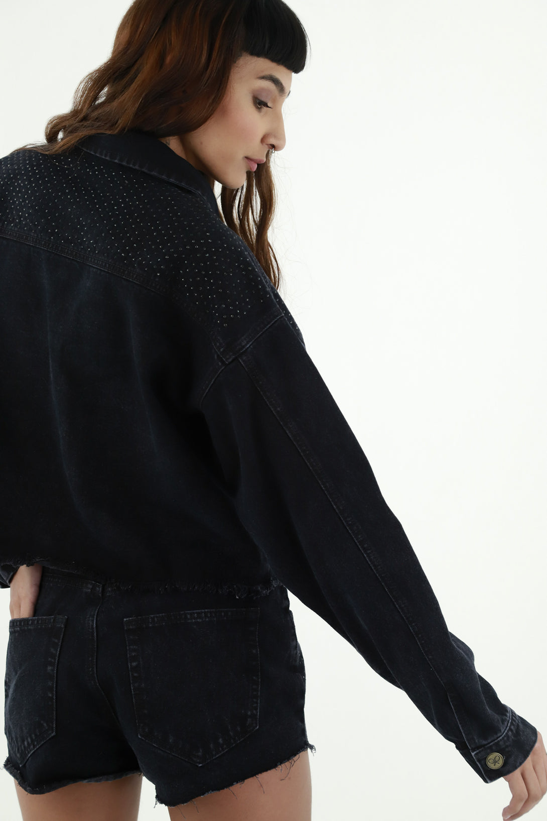 Chaqueta negra oversize para mujer