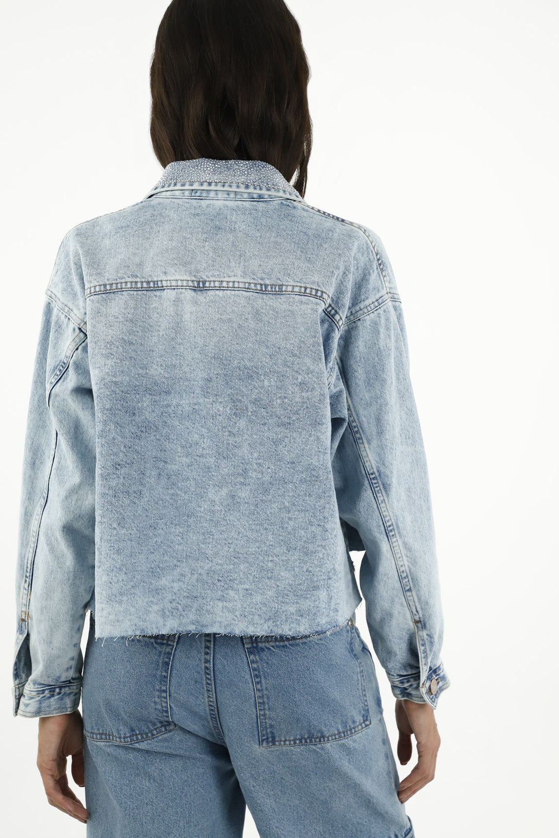 Women's Blue Cropped Jacket