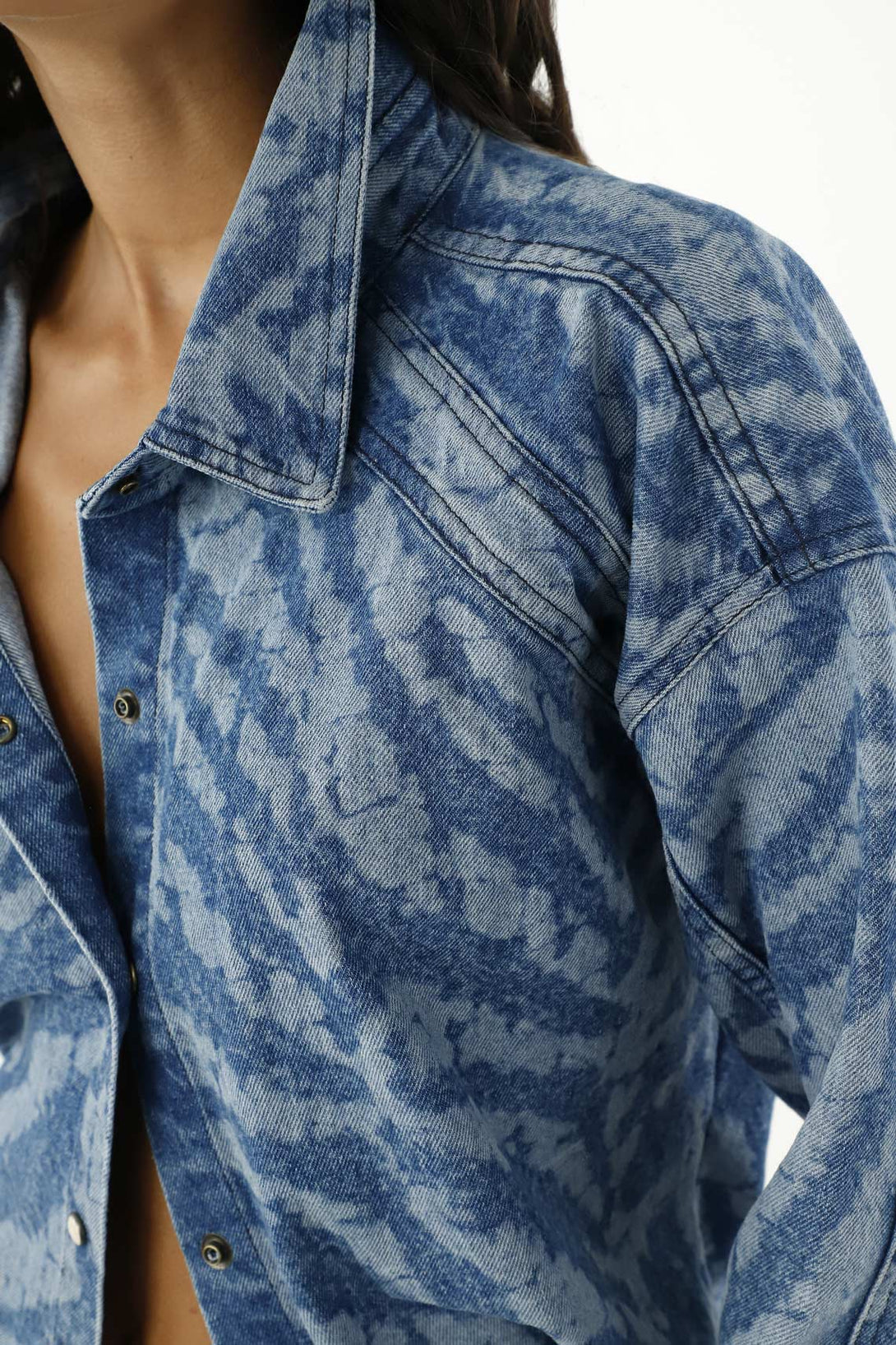 Chaqueta estampada azul para mujer