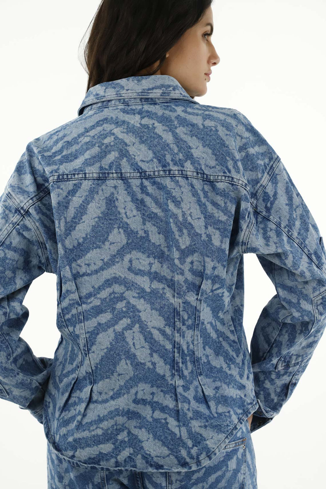 Chaqueta estampada azul para mujer