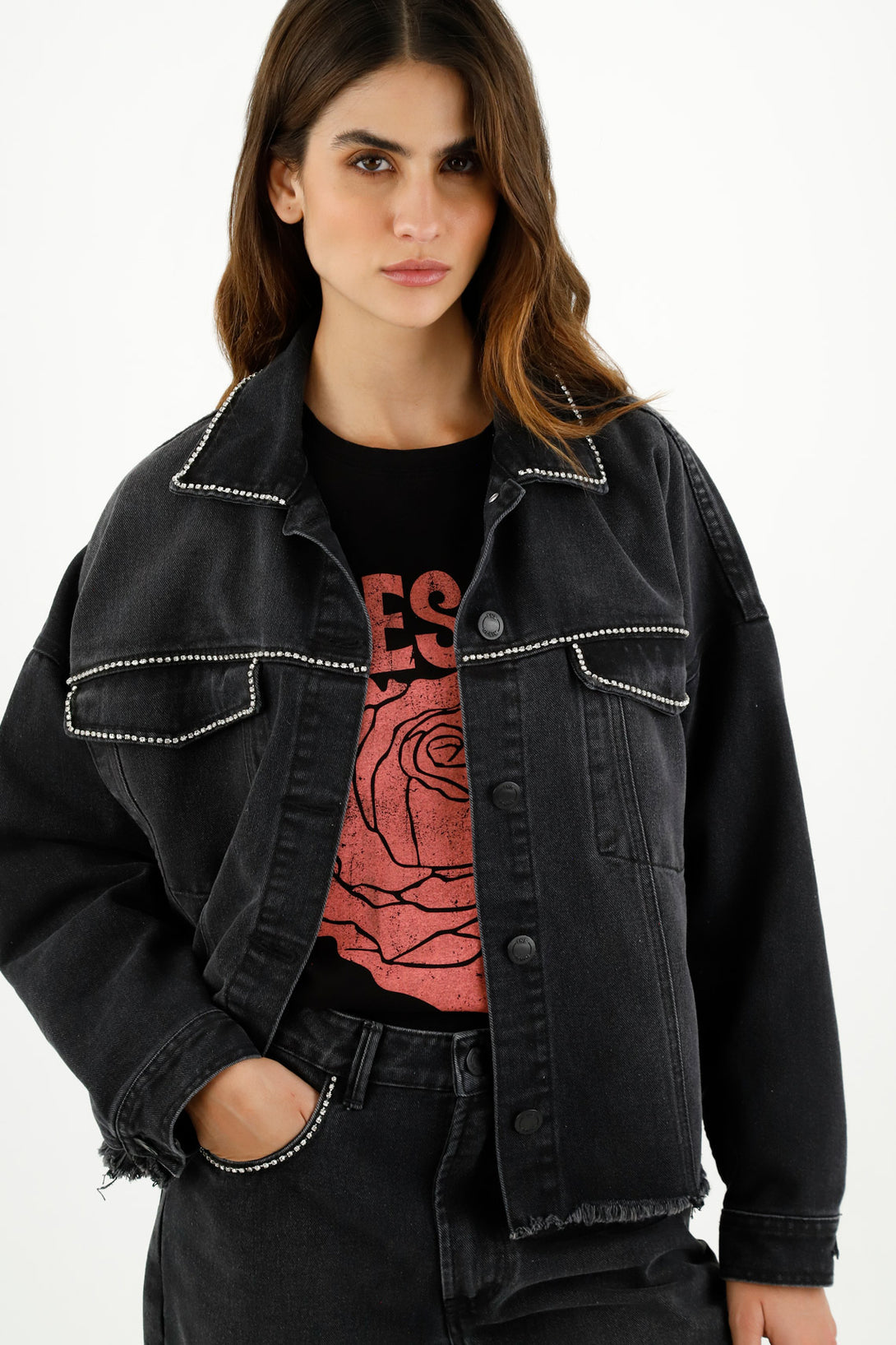 Chaqueta black denim para mujer