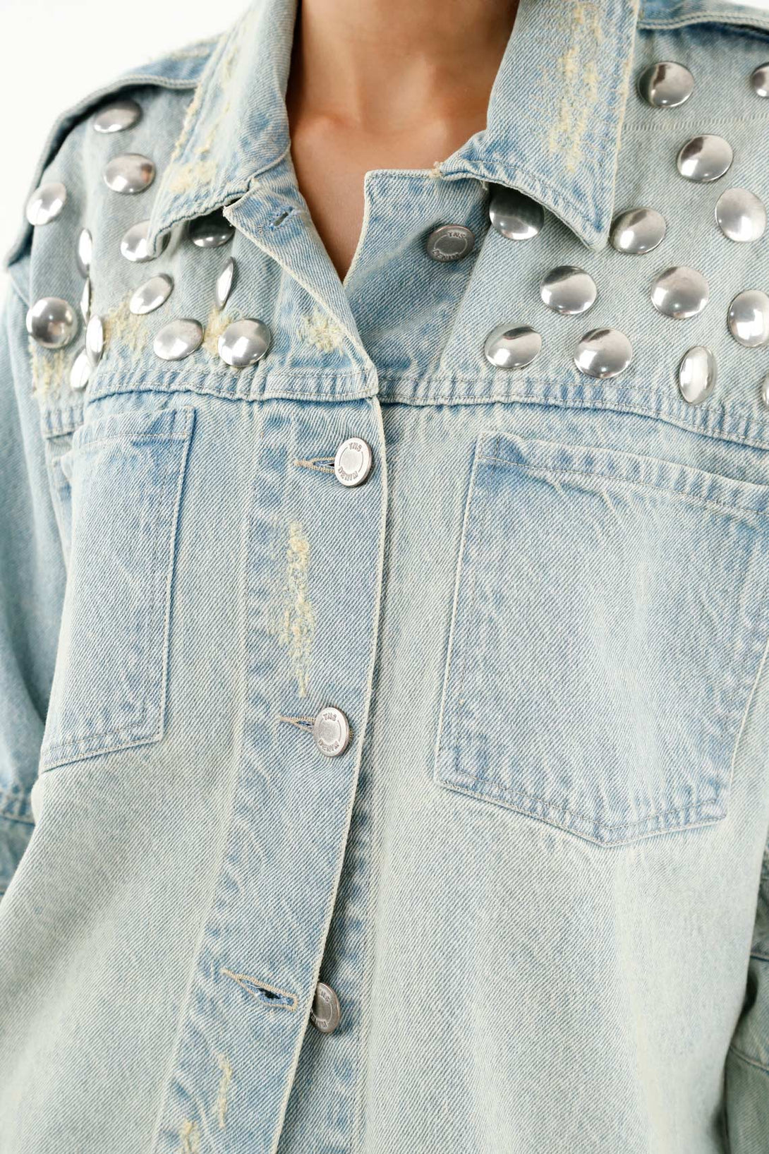 Women's Blue Embellished Jacket