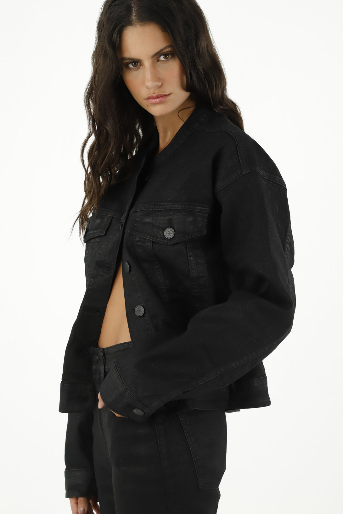 Chaqueta oversize negra para mujer