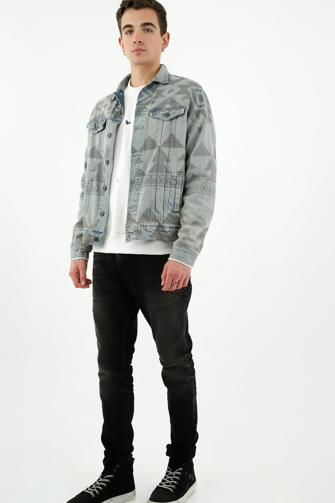 Men's Hand-Printed Blue Jacket