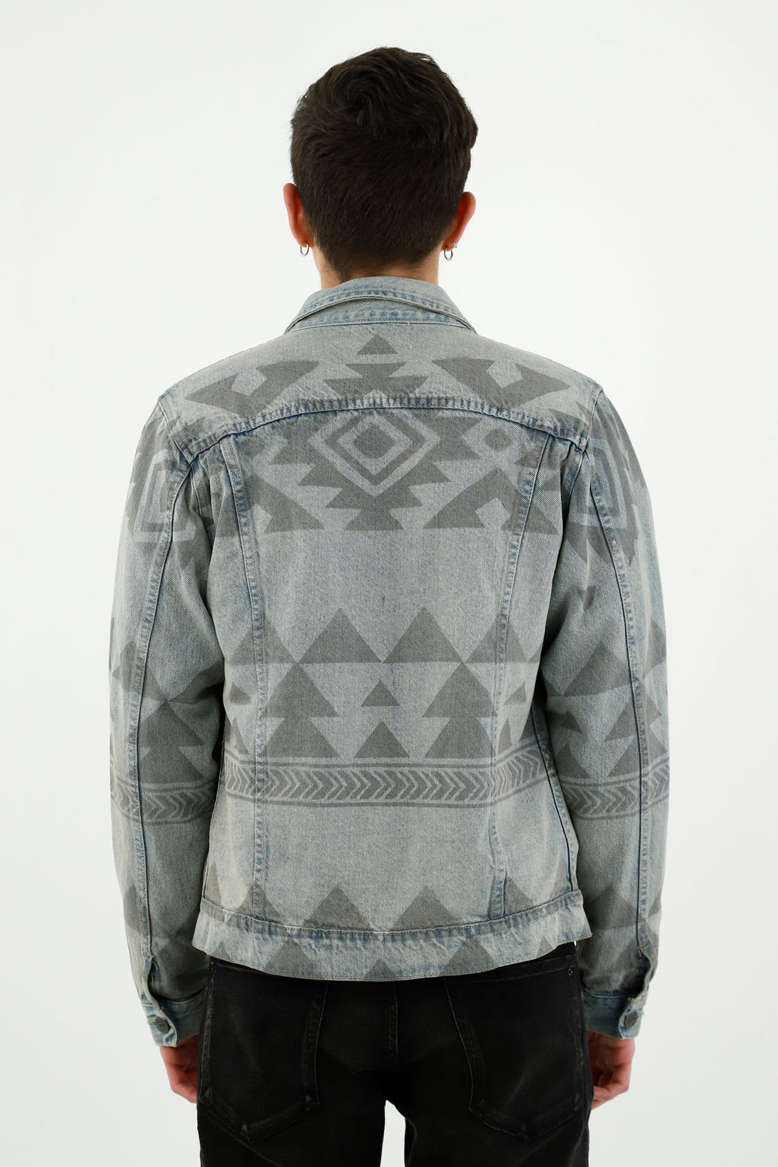 Men's Hand-Printed Blue Jacket