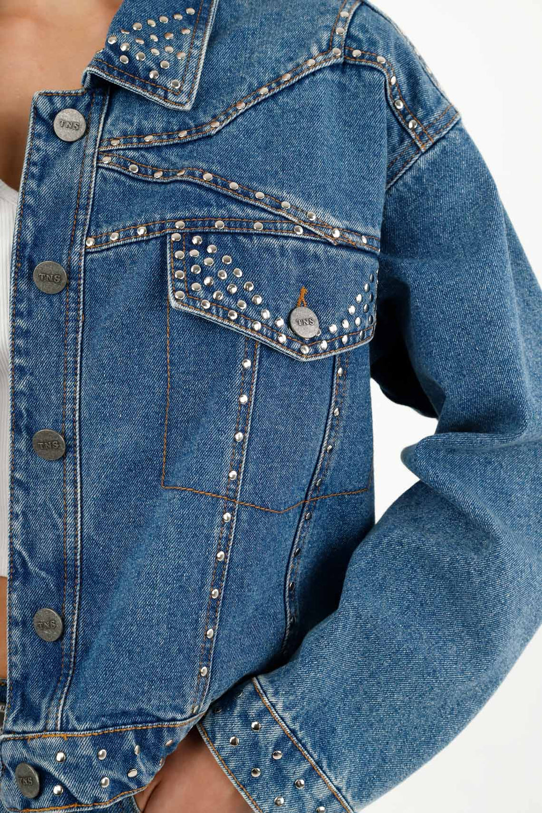 Women's Blue Jacket with Studs