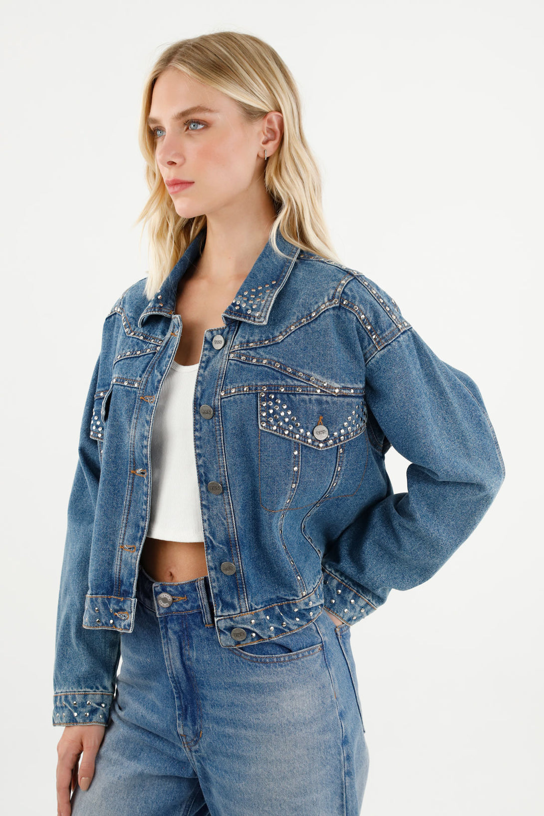 Women's Blue Jacket with Studs