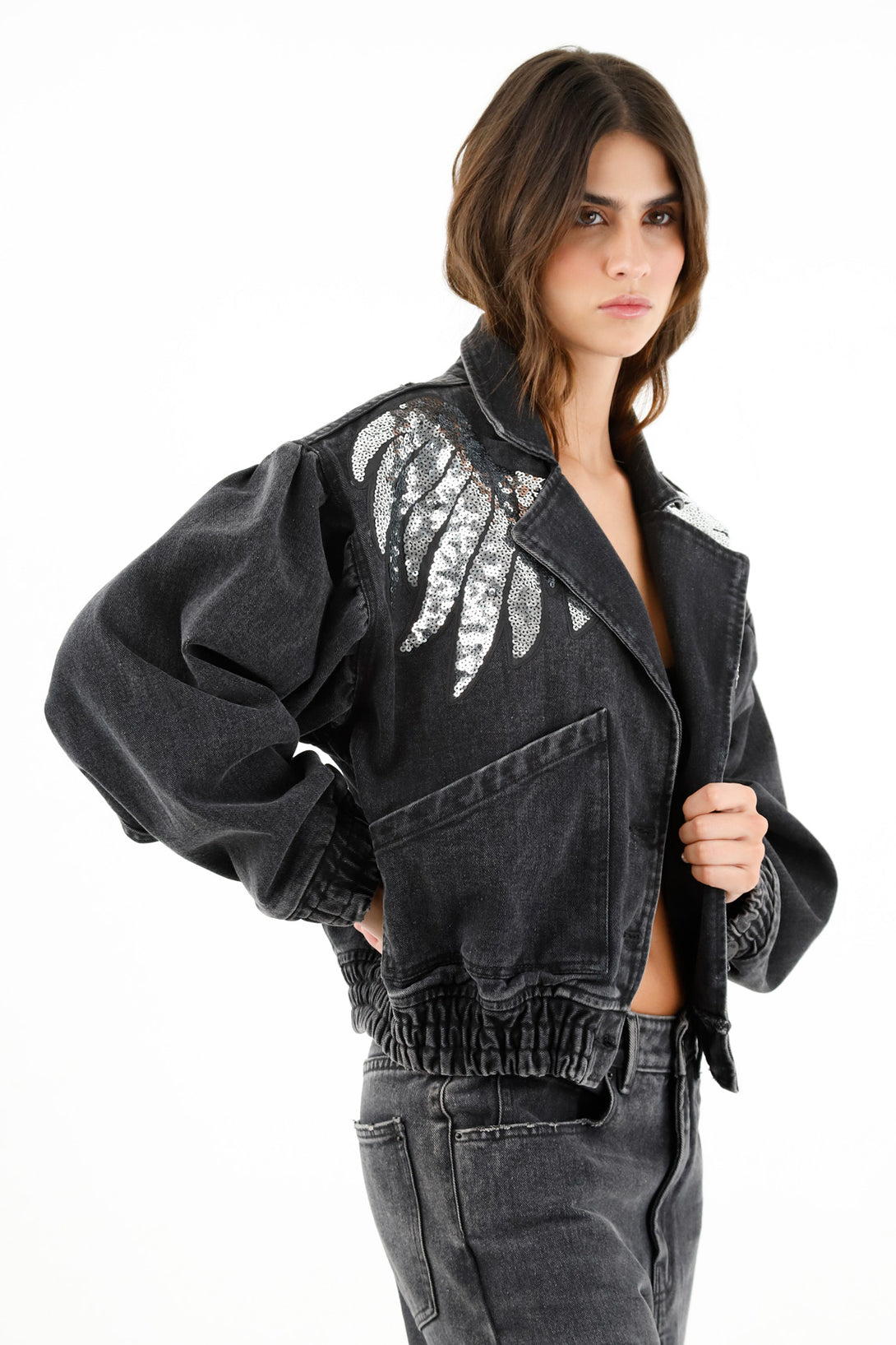 Women's Black Embellished Jacket