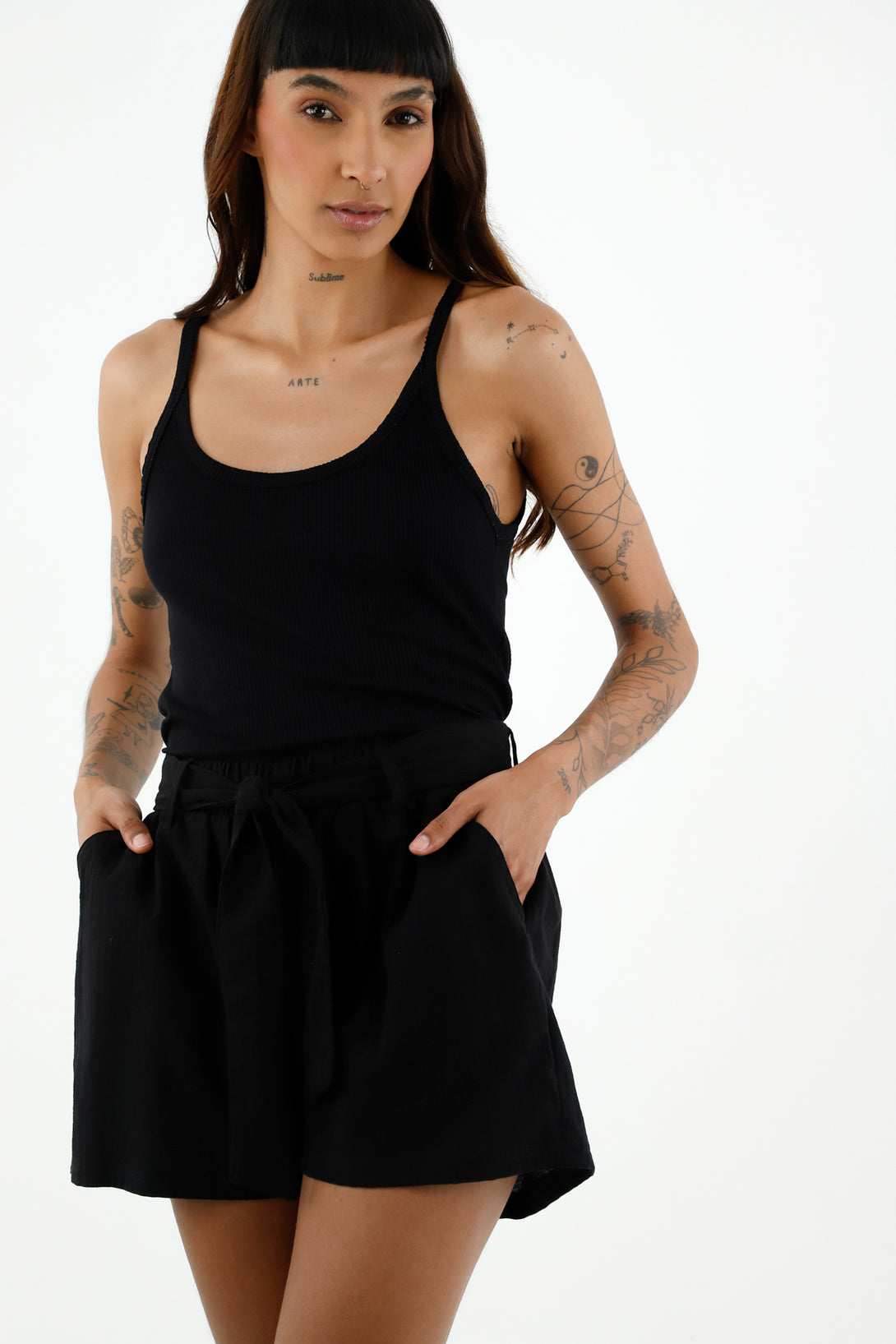 Women's High-Waisted Black Shorts