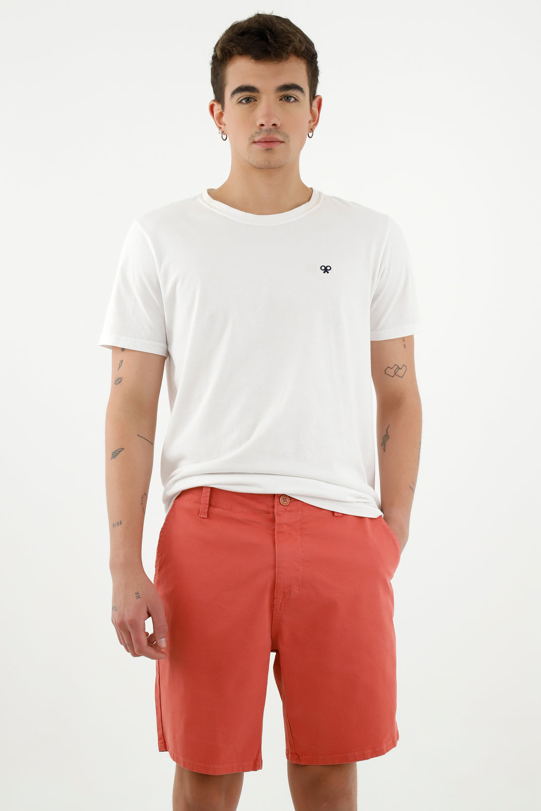 Men's Orange Chino Shorts