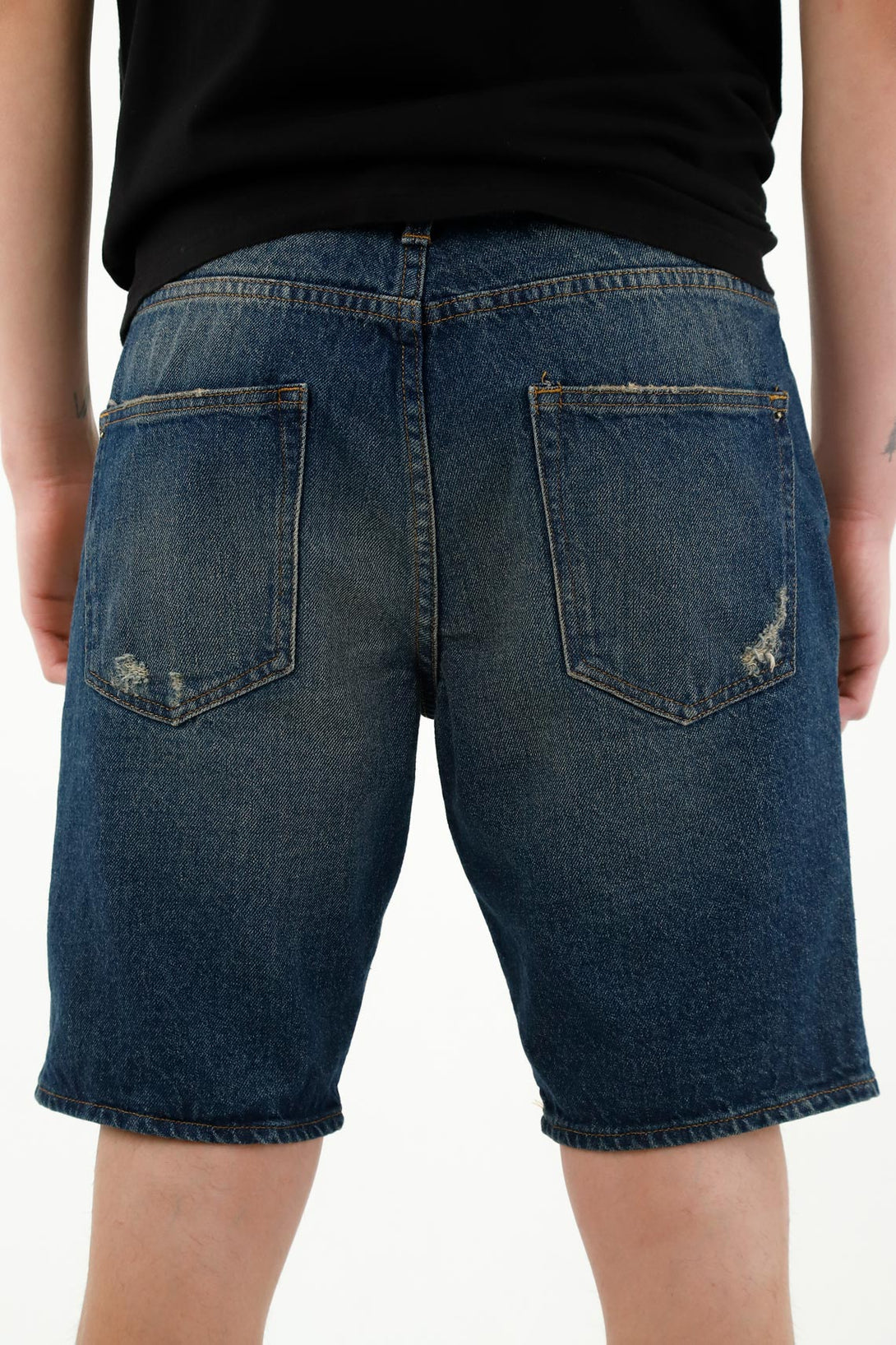 Men's Blue Distressed Shorts