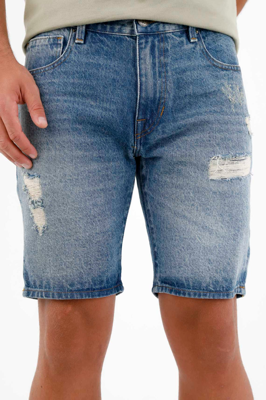 Men's Blue Ripped Shorts