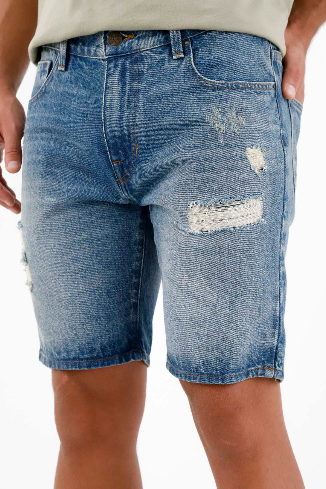 Bermuda con rotos azul para hombre