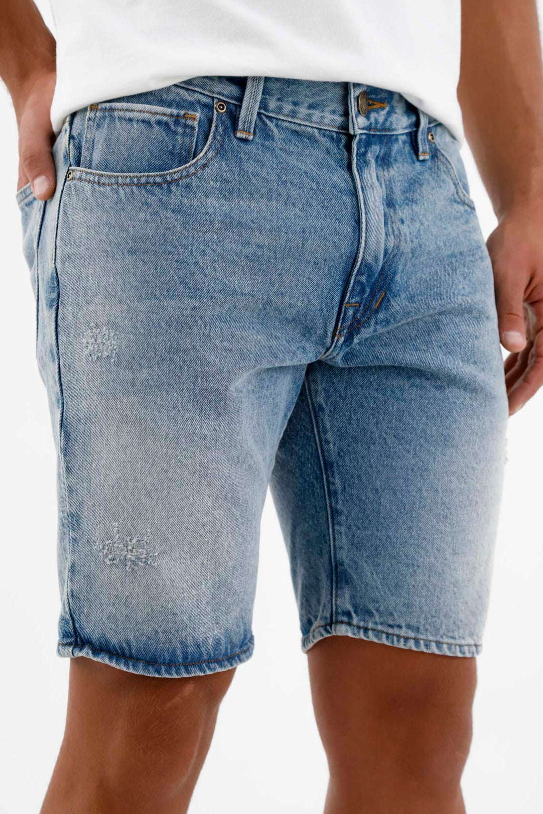 Men's Blue Distressed Shorts