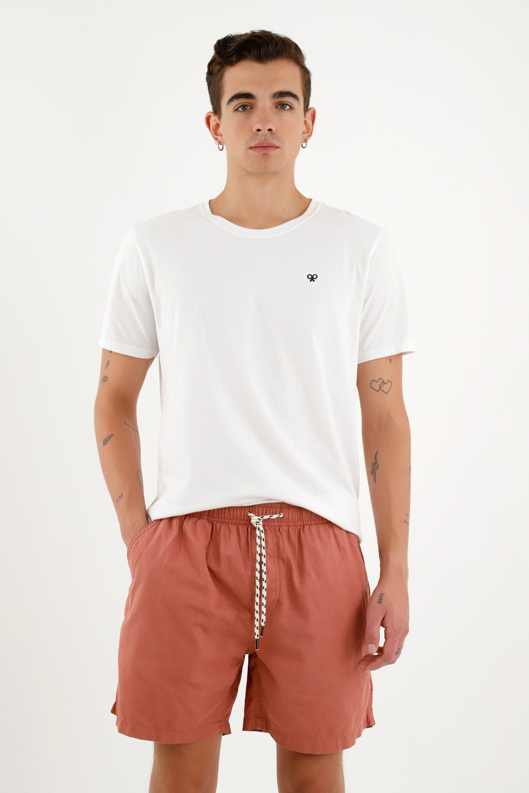 Men's Orange Drawstring Waist Shorts