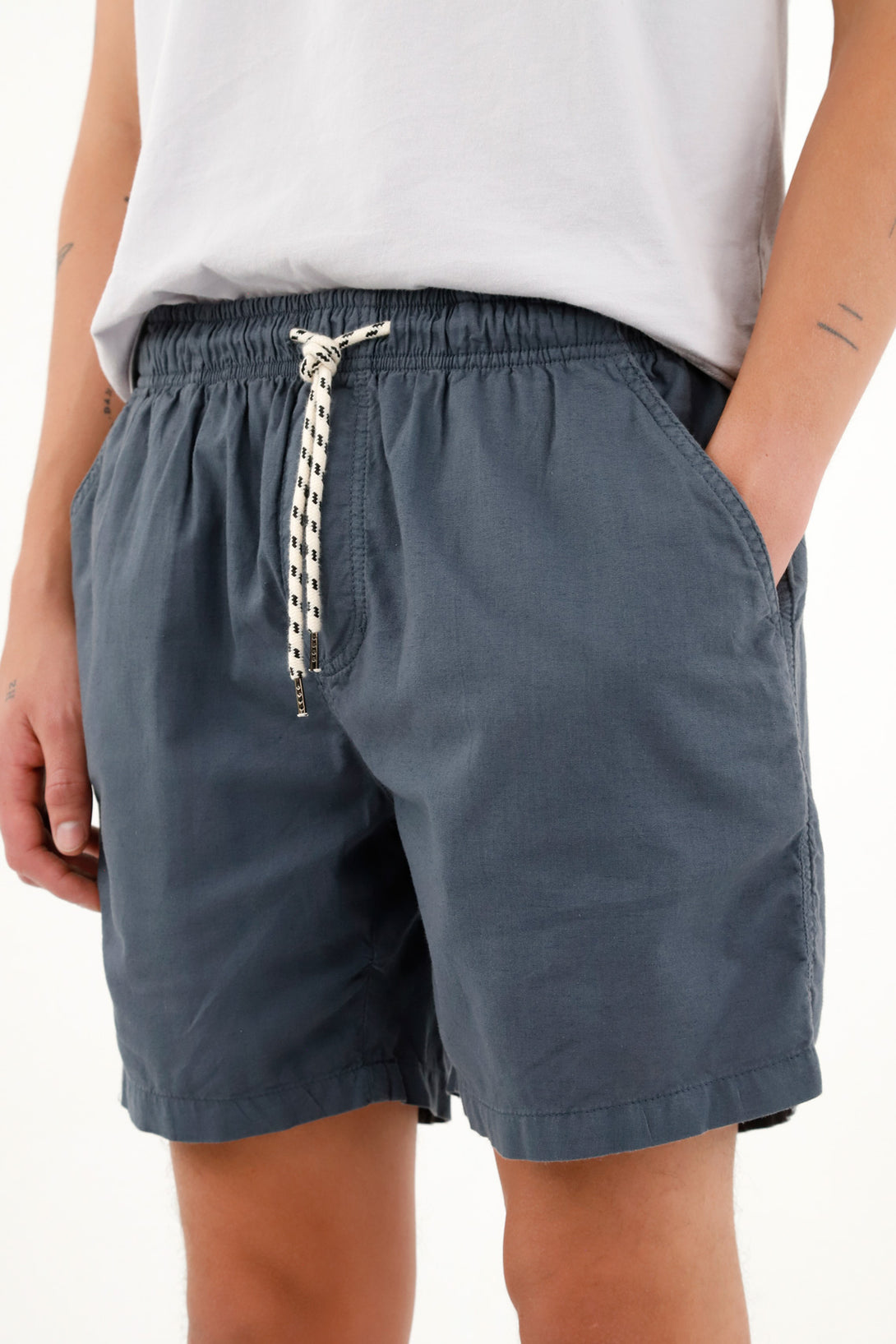 Men's Blue Drawstring Waist Shorts