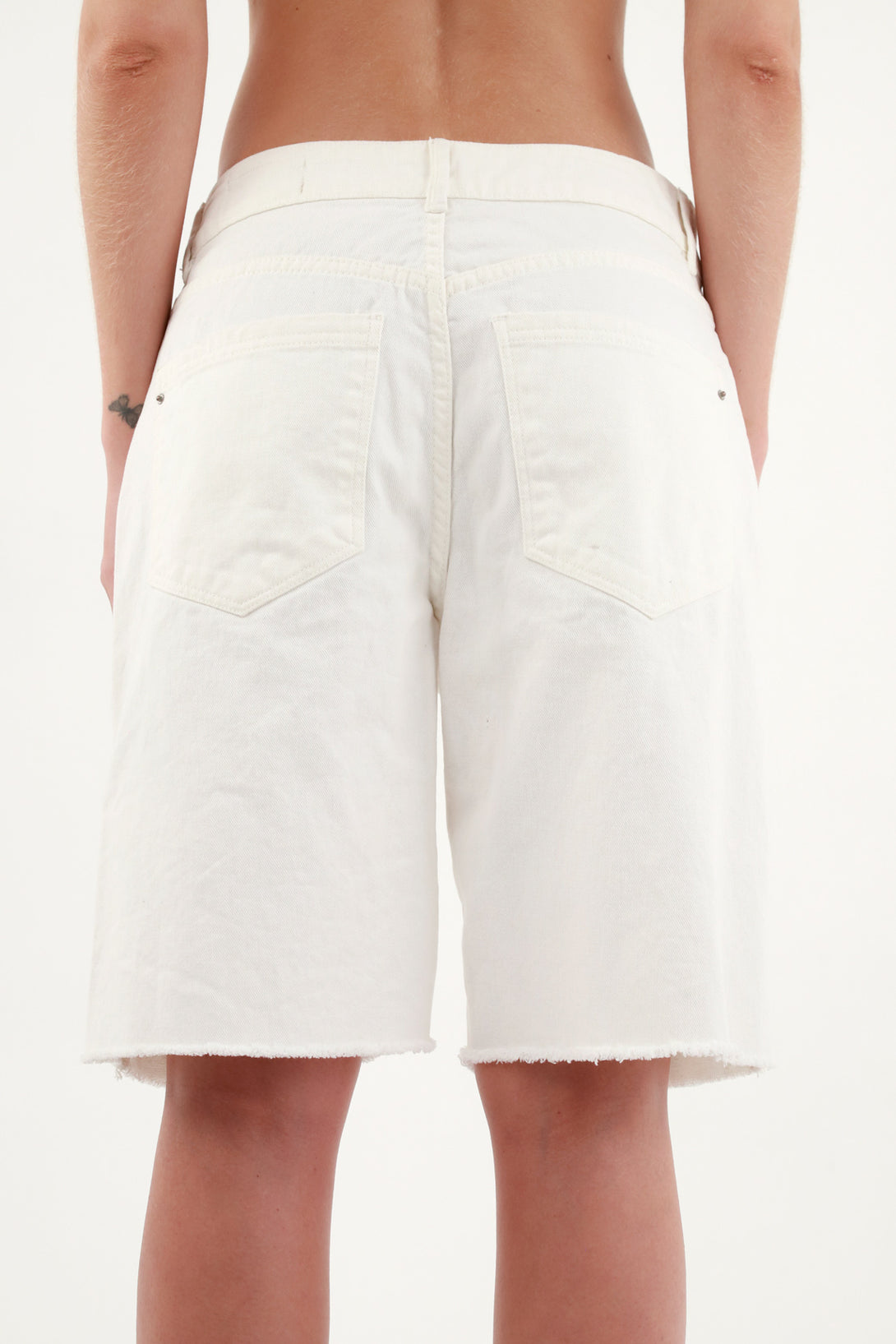 Women's Long Ecru Bermuda Shorts