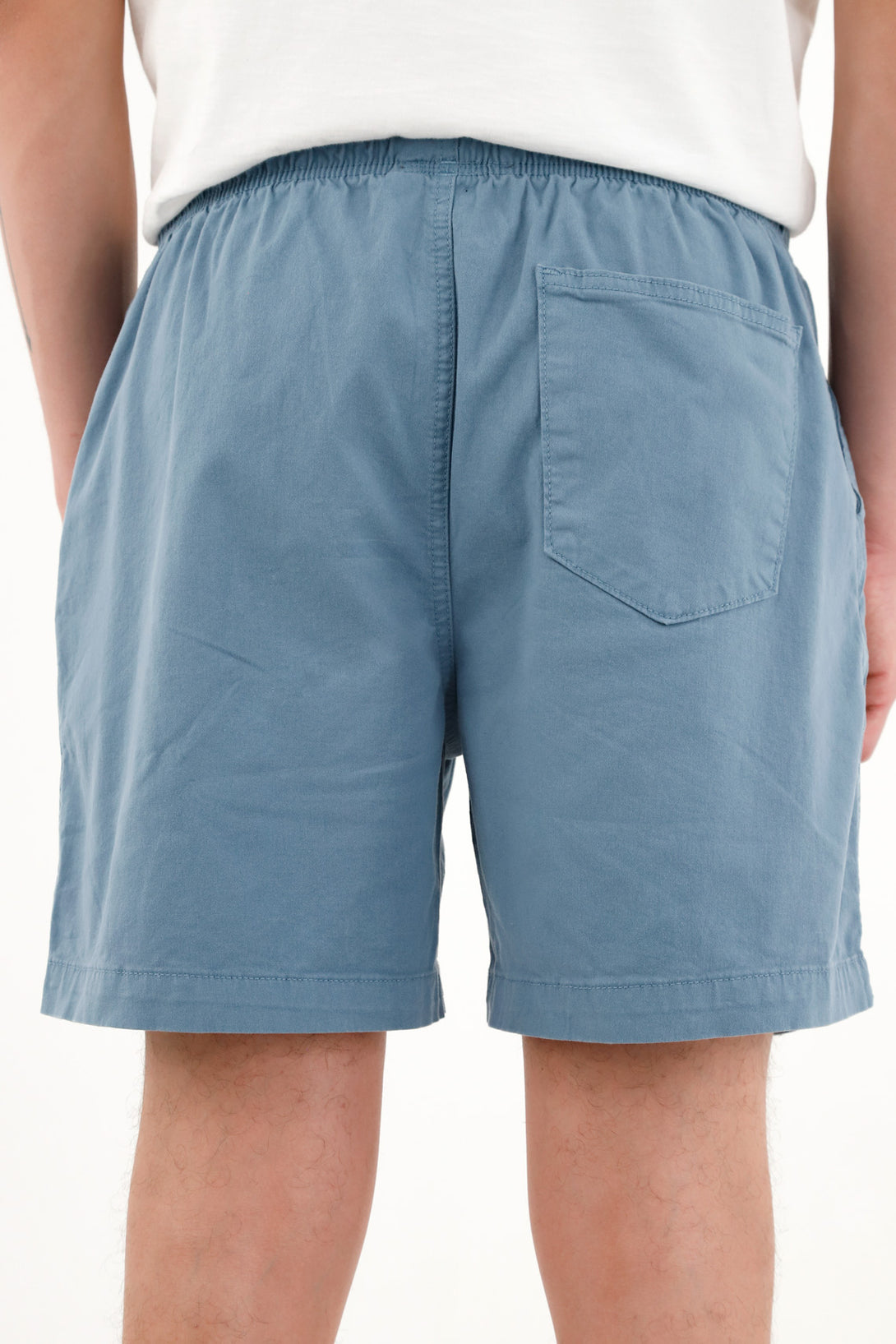 Men's Blue Elastic Waistband Shorts