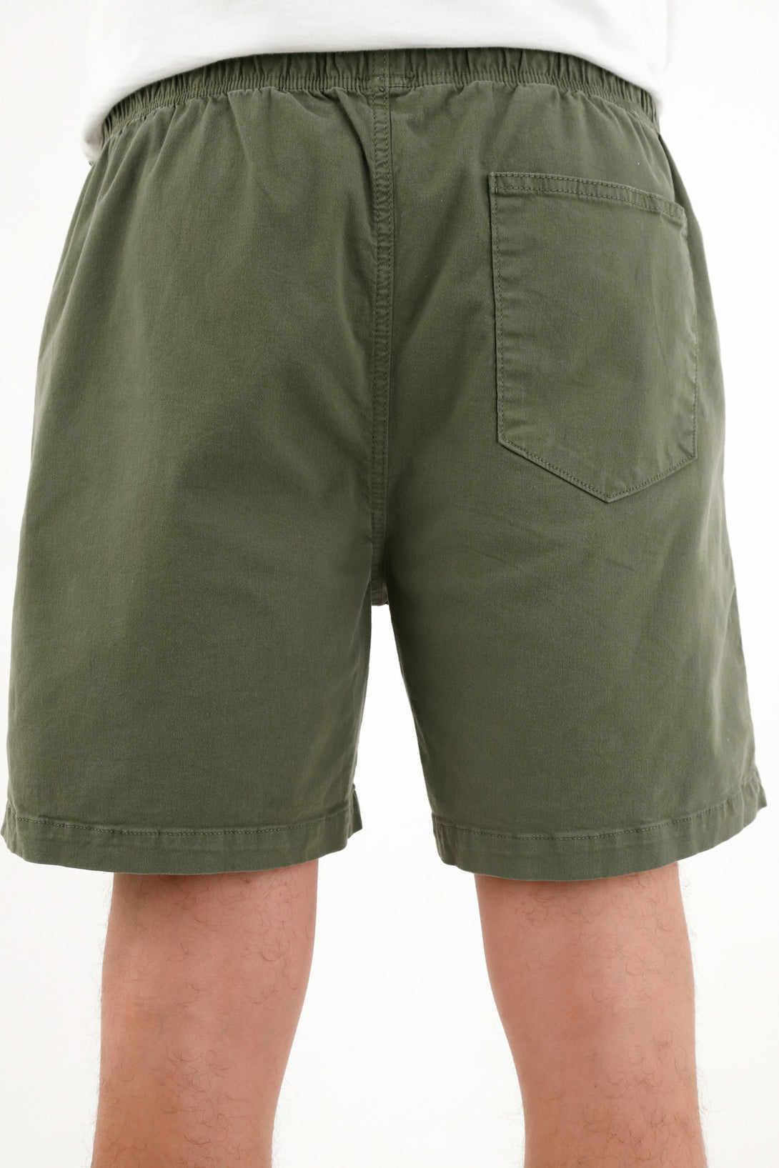 Men's Green Elastic Waistband Shorts