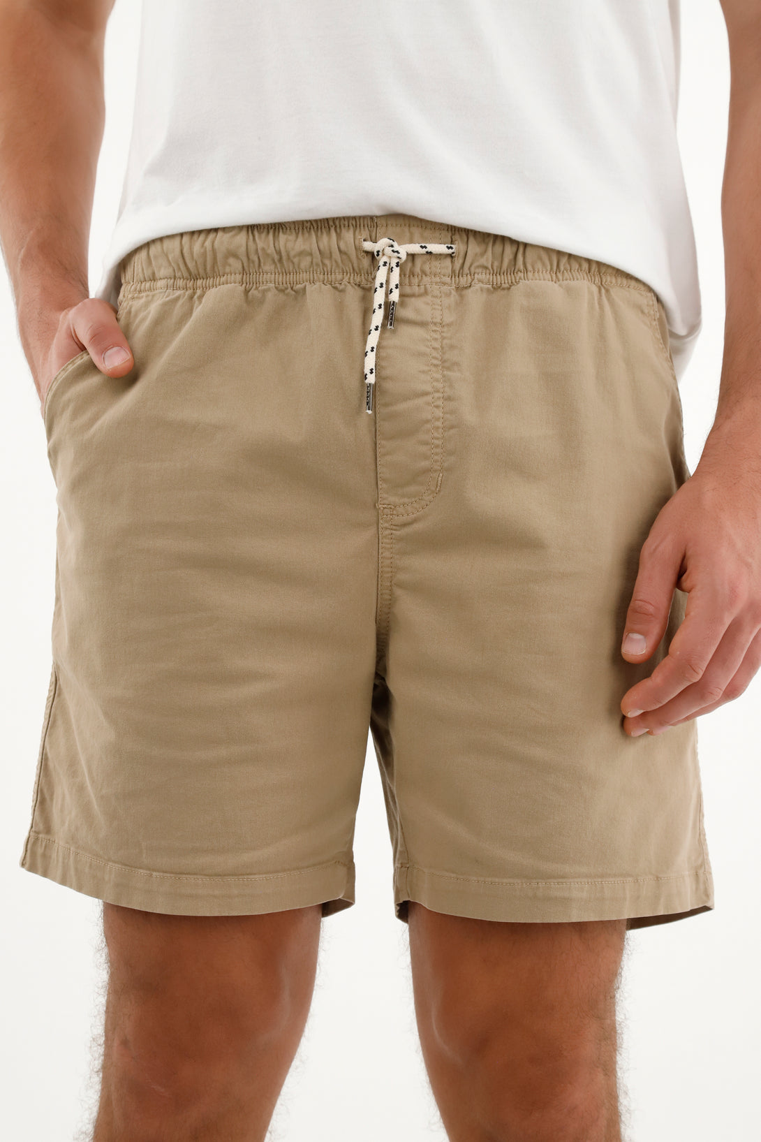 Men's Brown Elastic Waist Bermuda Shorts