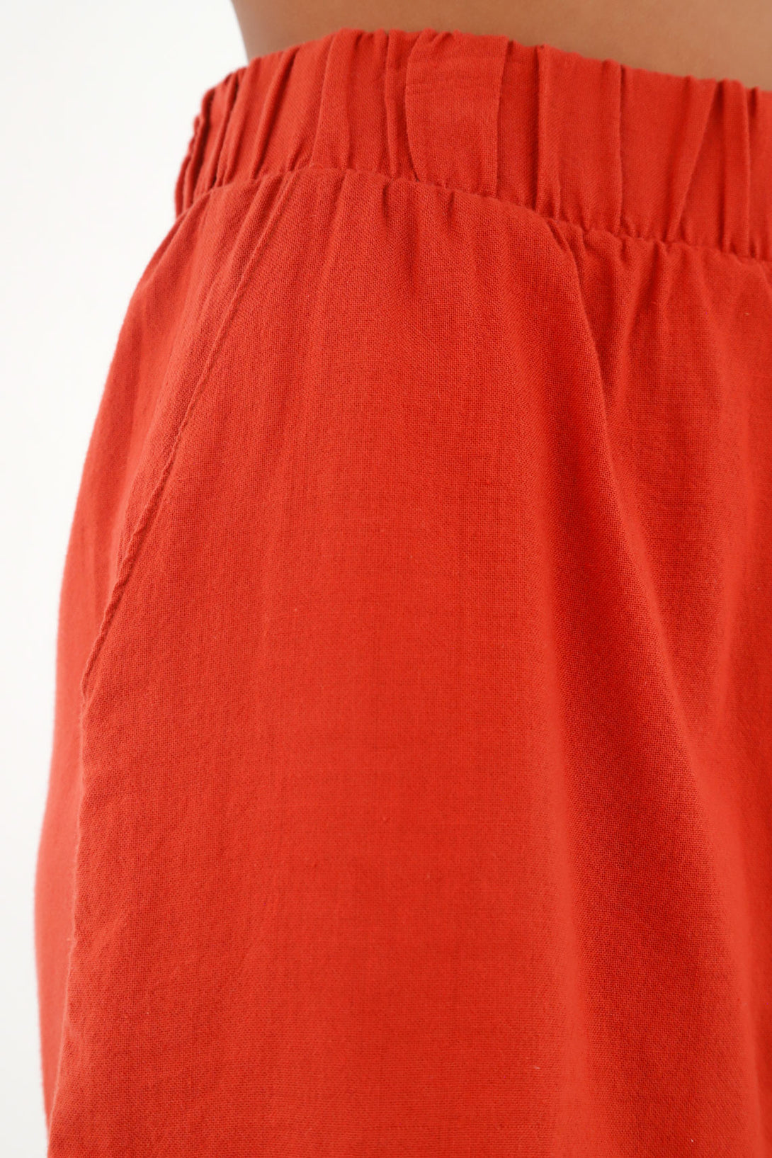 Women's Red Flowing Fabric Shorts