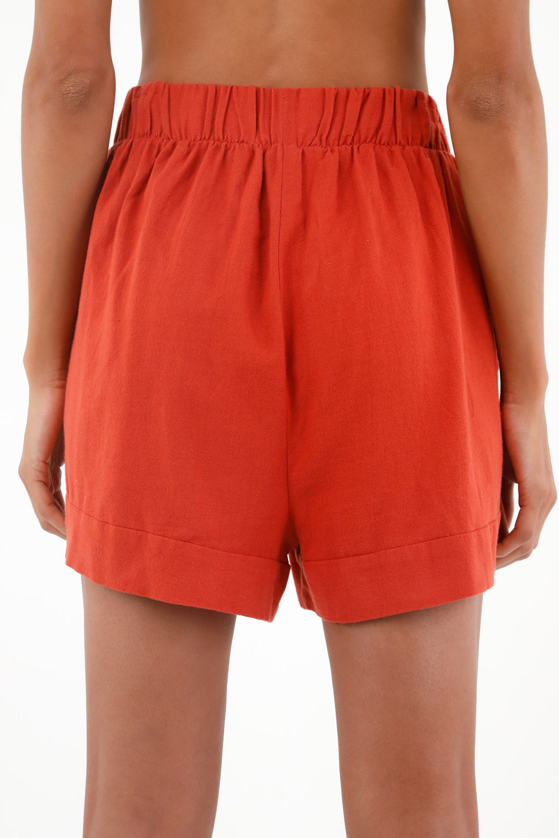 Women's Red Flowing Fabric Shorts