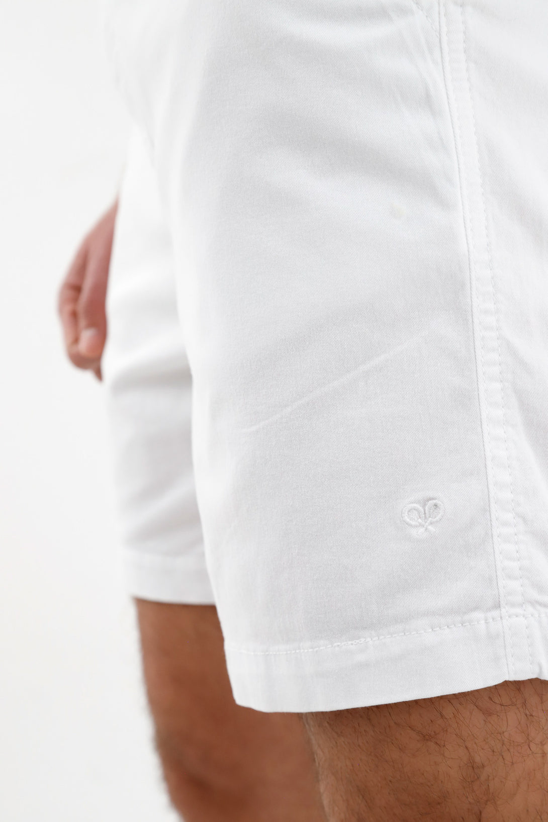 Men's White Elastic Waist Shorts