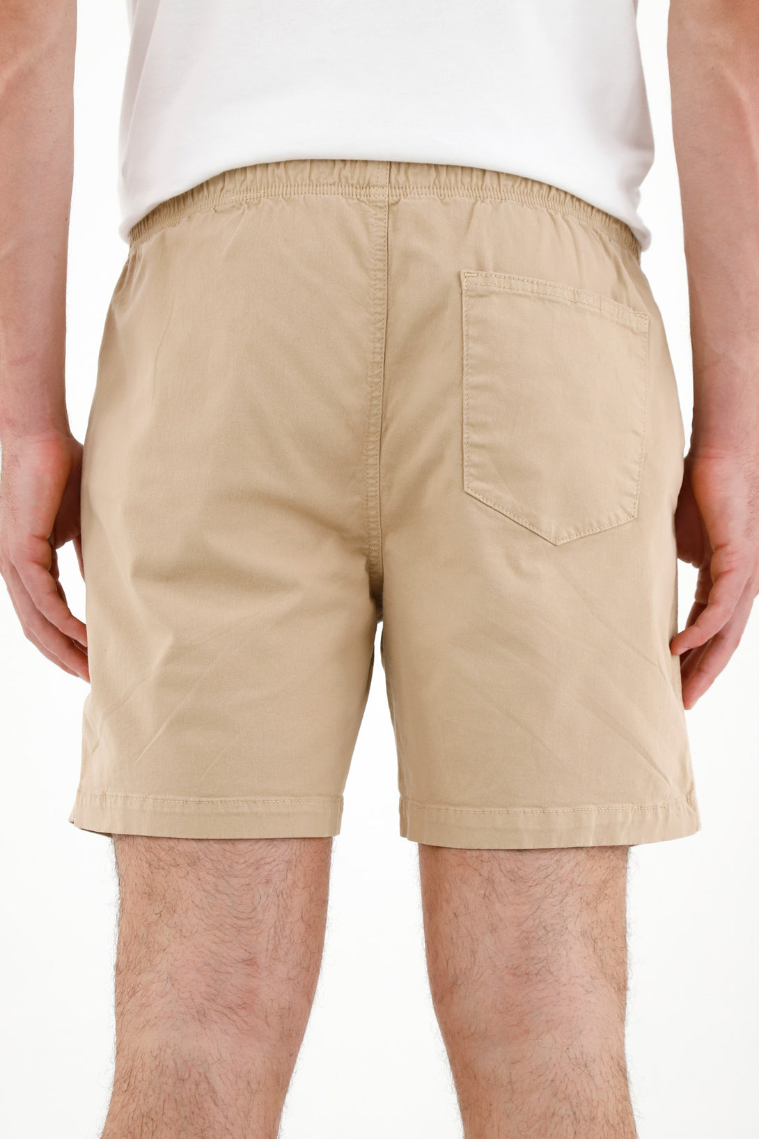 Men's Brown Elastic Waist Shorts