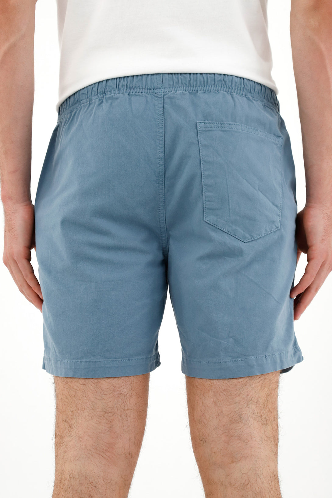 Men's Blue Elastic Waist Shorts