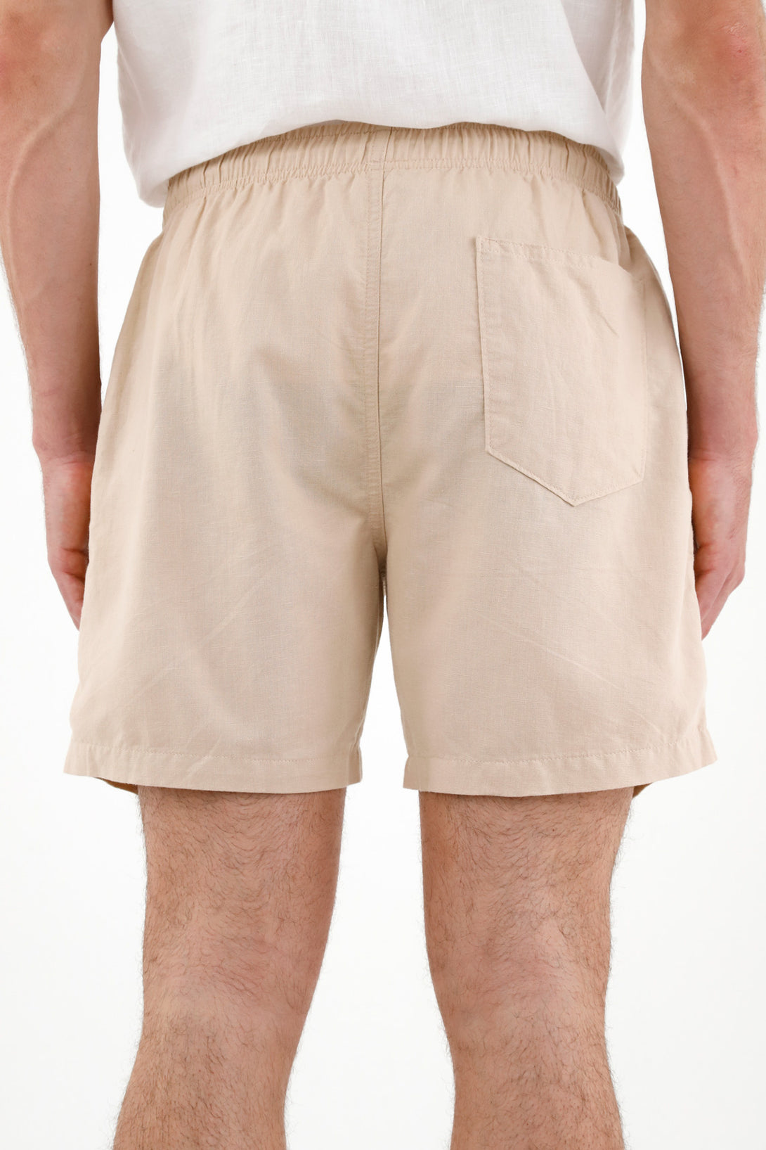 Men's Brown Elastic Waist Shorts