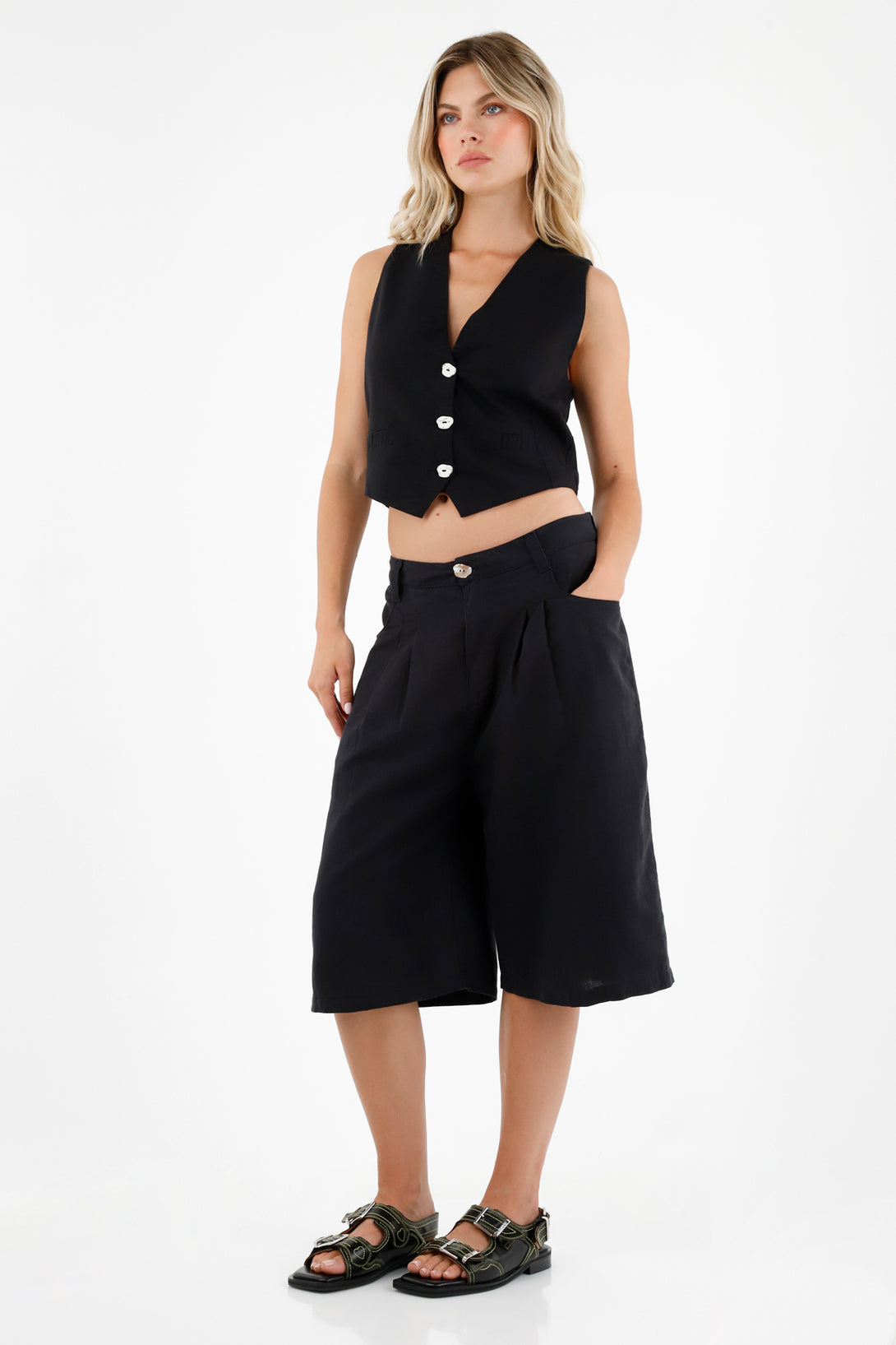 Women's Long Black Shorts