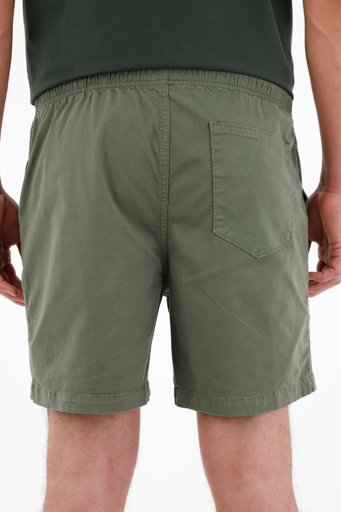 Men's Green Elastic Waist Bermuda Shorts