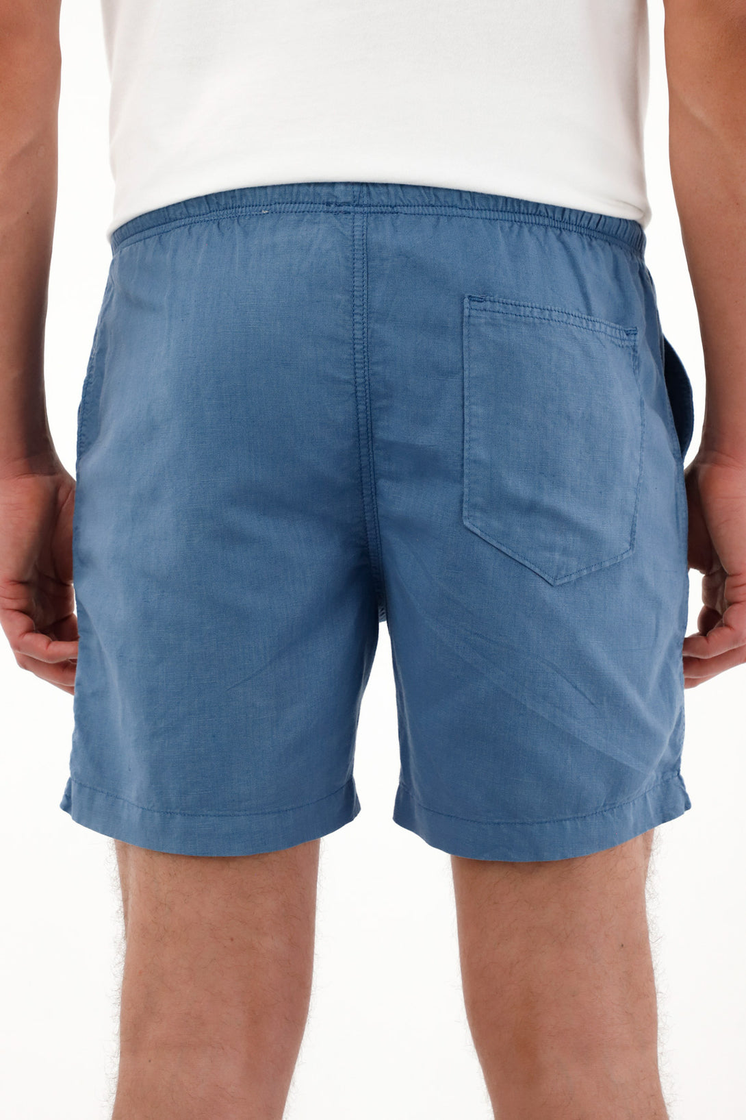 Men's Blue Elastic Waist Regular Fit Bermuda Shorts