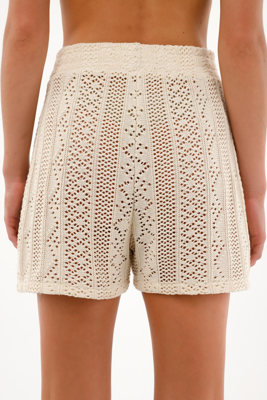 Women's Cream Crochet Bermuda Shorts