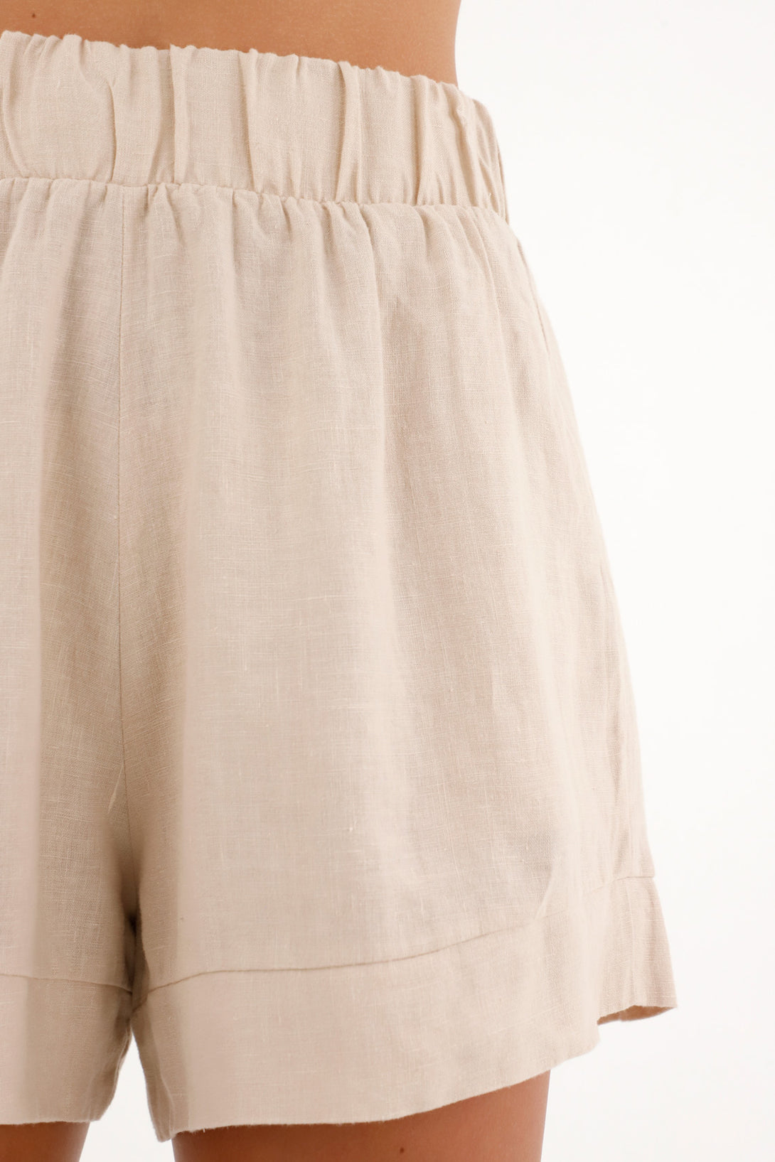 Women's 100% Linen Cream Bermuda Shorts