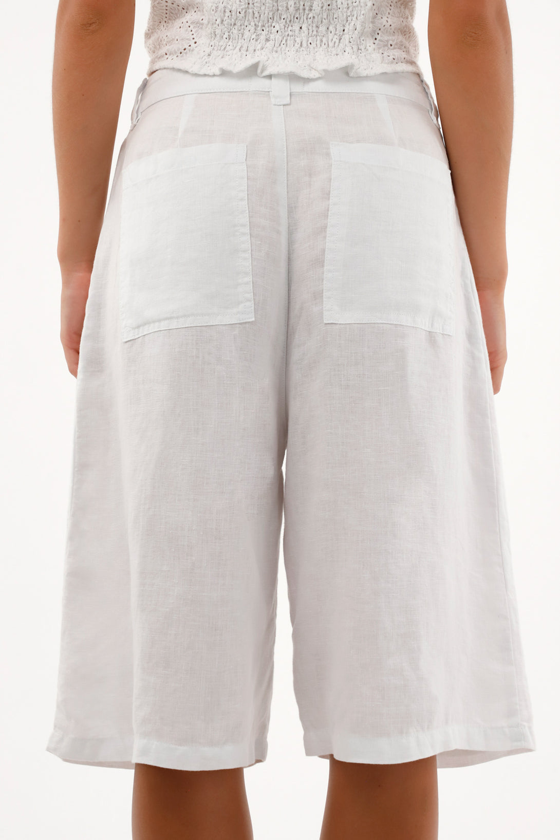 Women's White Long Bermuda Shorts