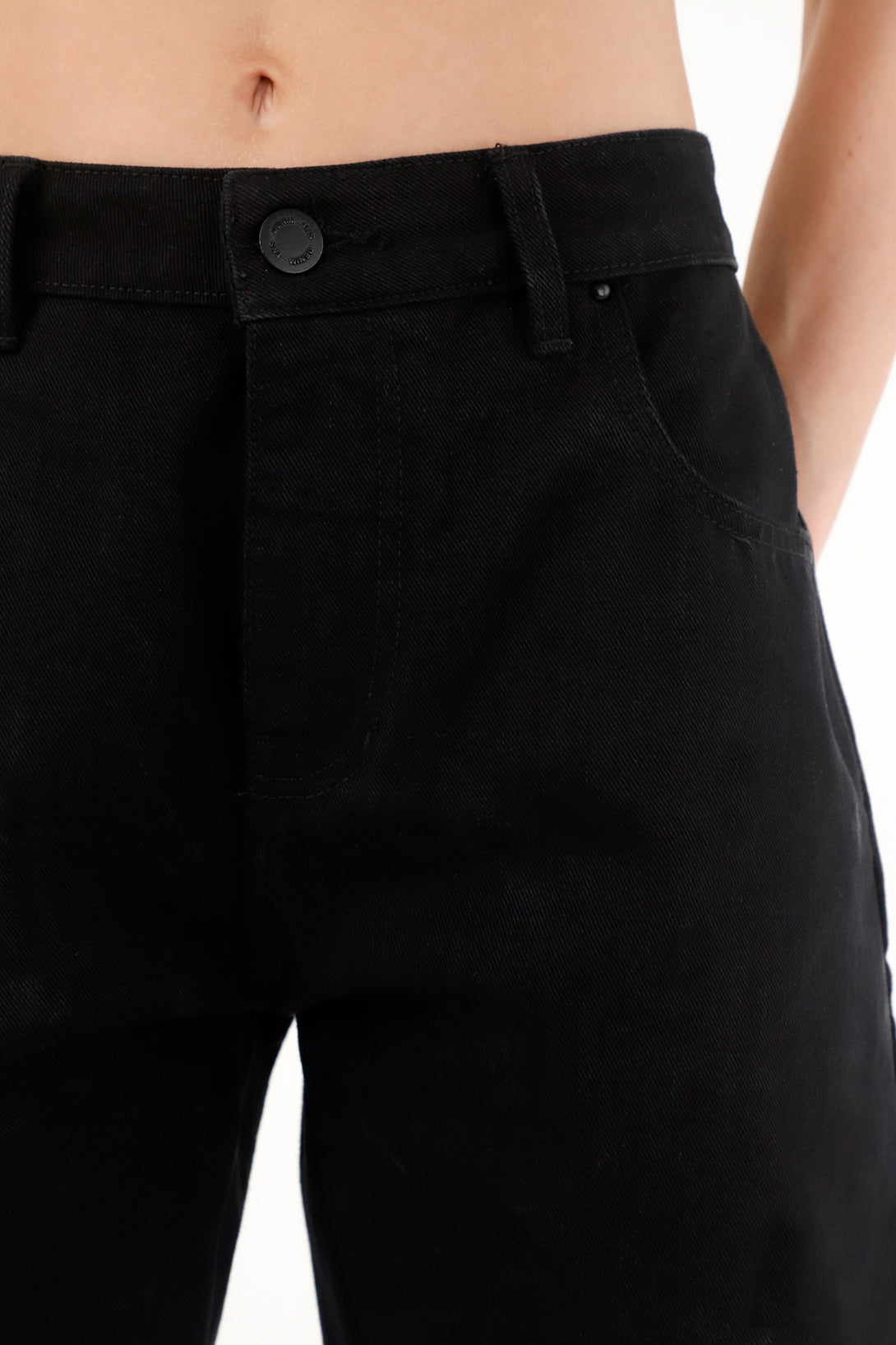 Women's Black Denim Long Bermuda Shorts